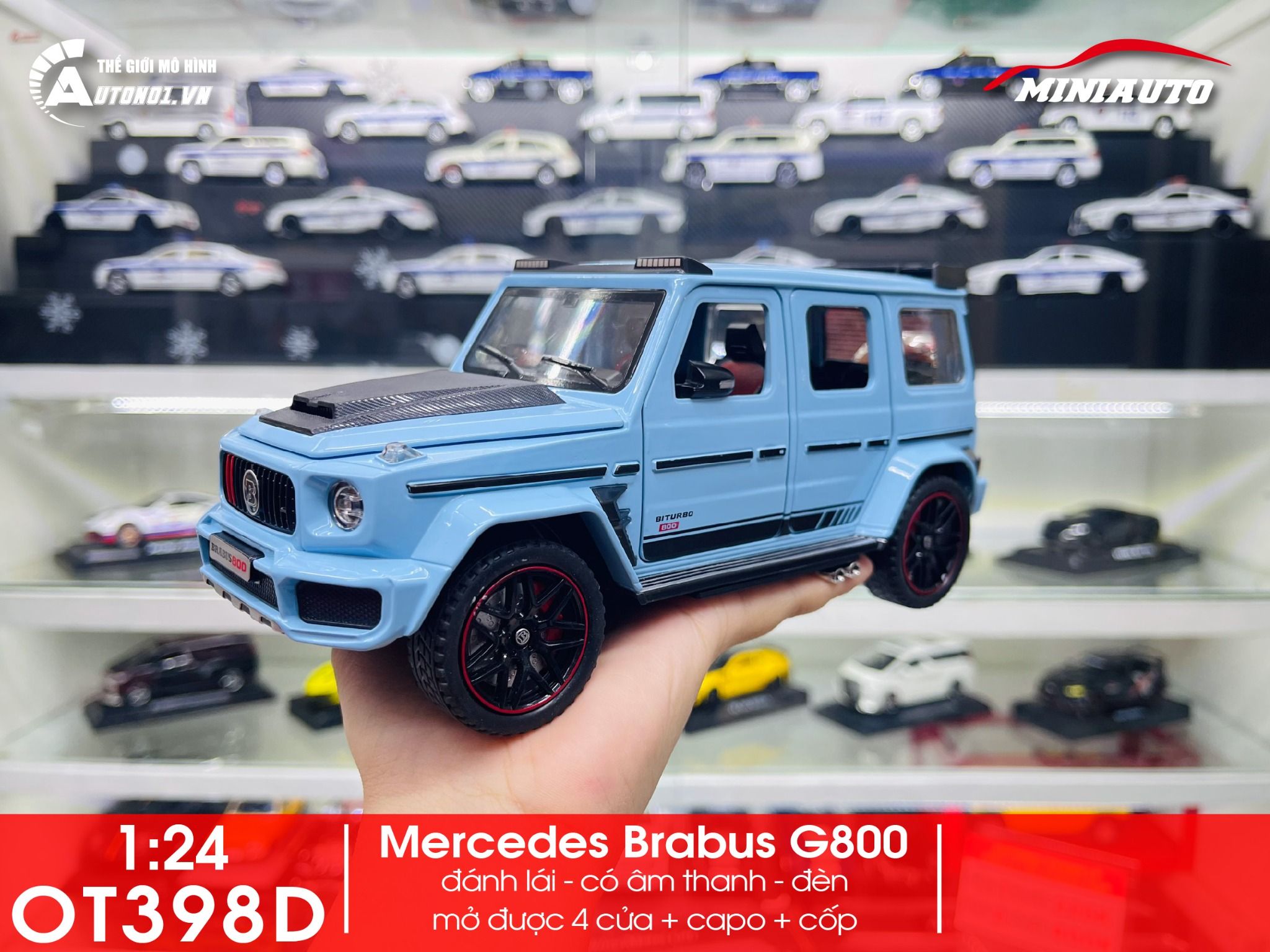 Mô hình xe Mercedes Benz Brabus G800 đánh lái được full open 1:24 Miniauto DC24253 OT398