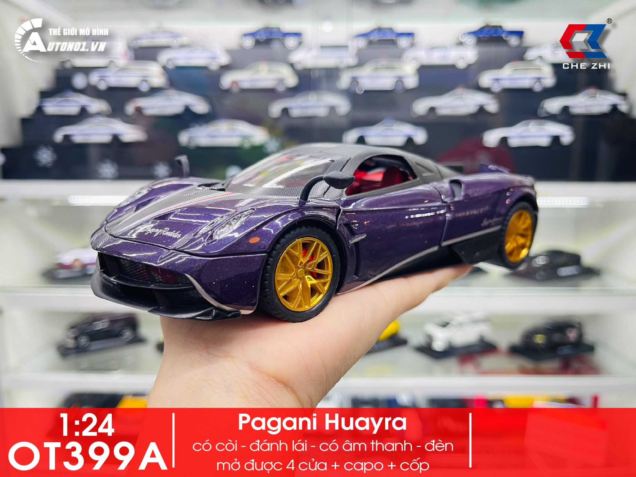 Mô hình xe Pagani Huayra Dinastia đánh lái được full open 1:24 Chezhi OT399