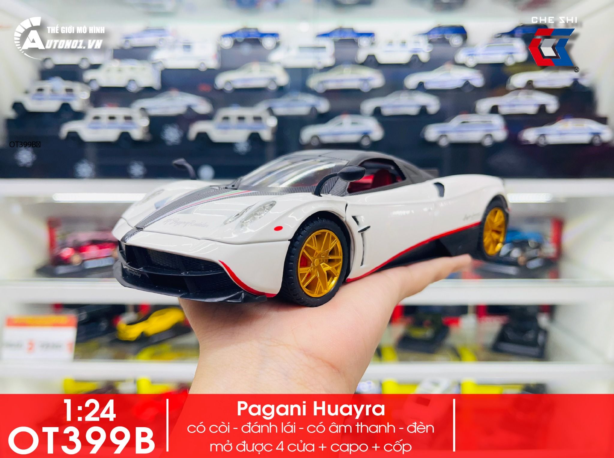 Mô hình xe Pagani Huayra Dinastia đánh lái được full open 1:24 Chezhi OT399