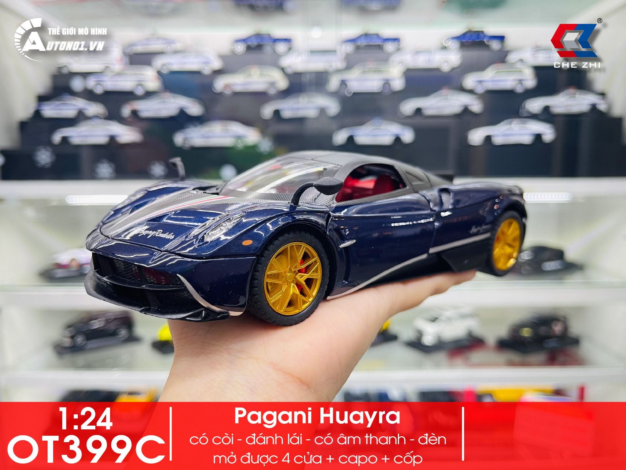 Mô hình xe Pagani Huayra Dinastia đánh lái được full open 1:24 Chezhi OT399