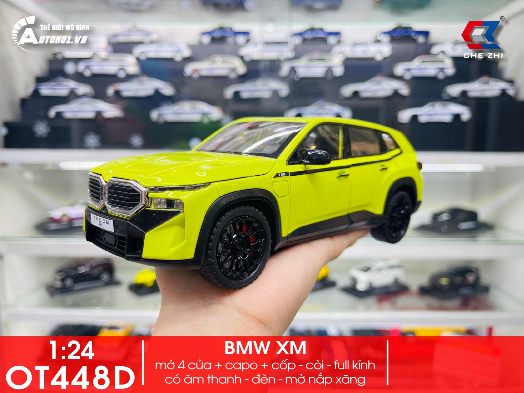 Mô hình xe BMW the XM full kính - full open - đánh lái được tỉ lệ 1:24 Chezhi OT448
