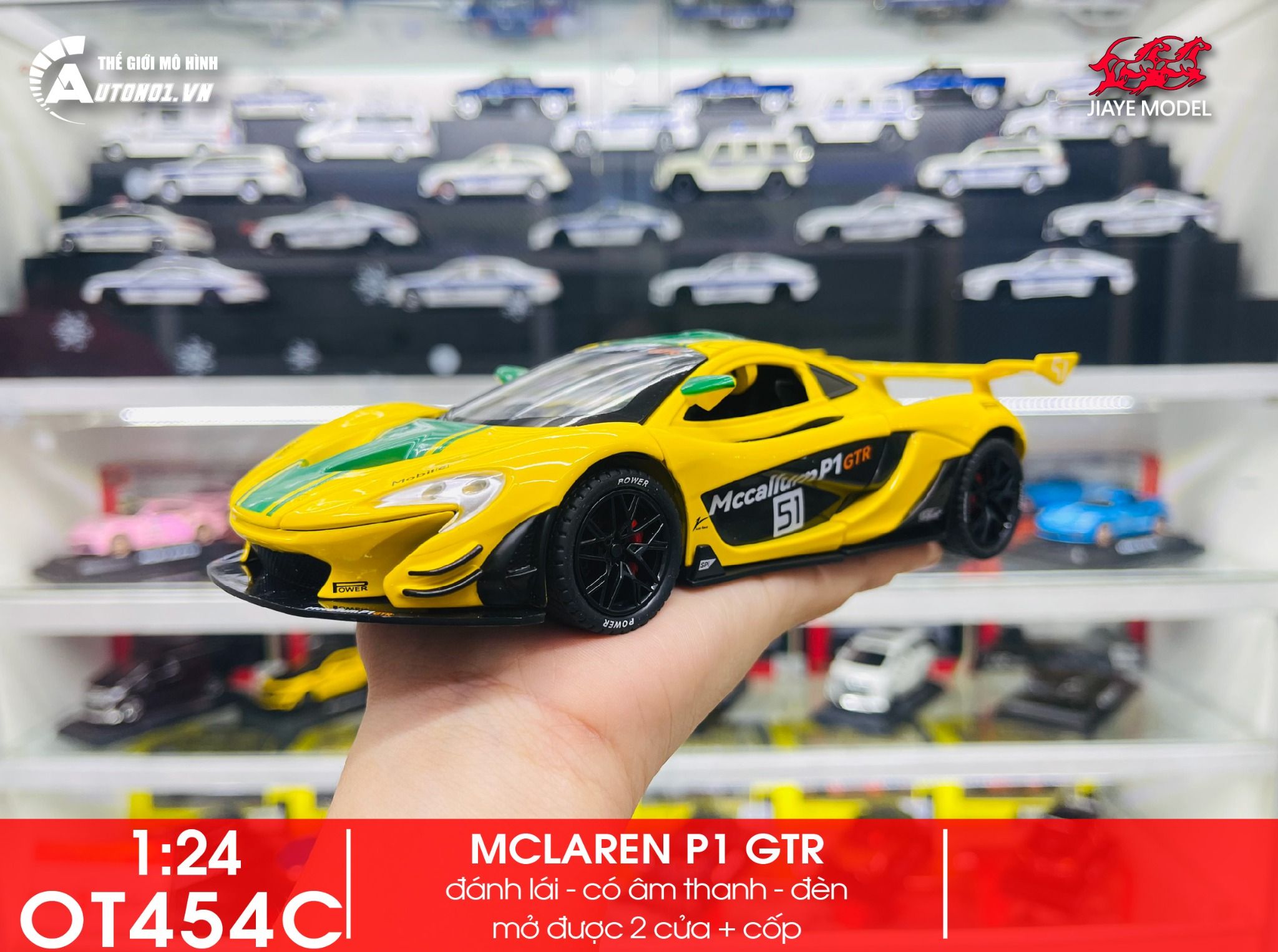 Mô hình xe McLaren P1 GTR full open - có âm thanh - có đèn tỉ lệ 1:22 Jiaye Model OT454