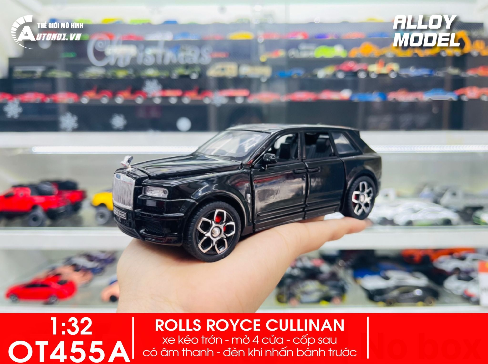 Mô hình xe Rolls Royce Cullinan full open, có đèn và âm thanh tỉ lệ 1:32 JincheJiang Model OT455
