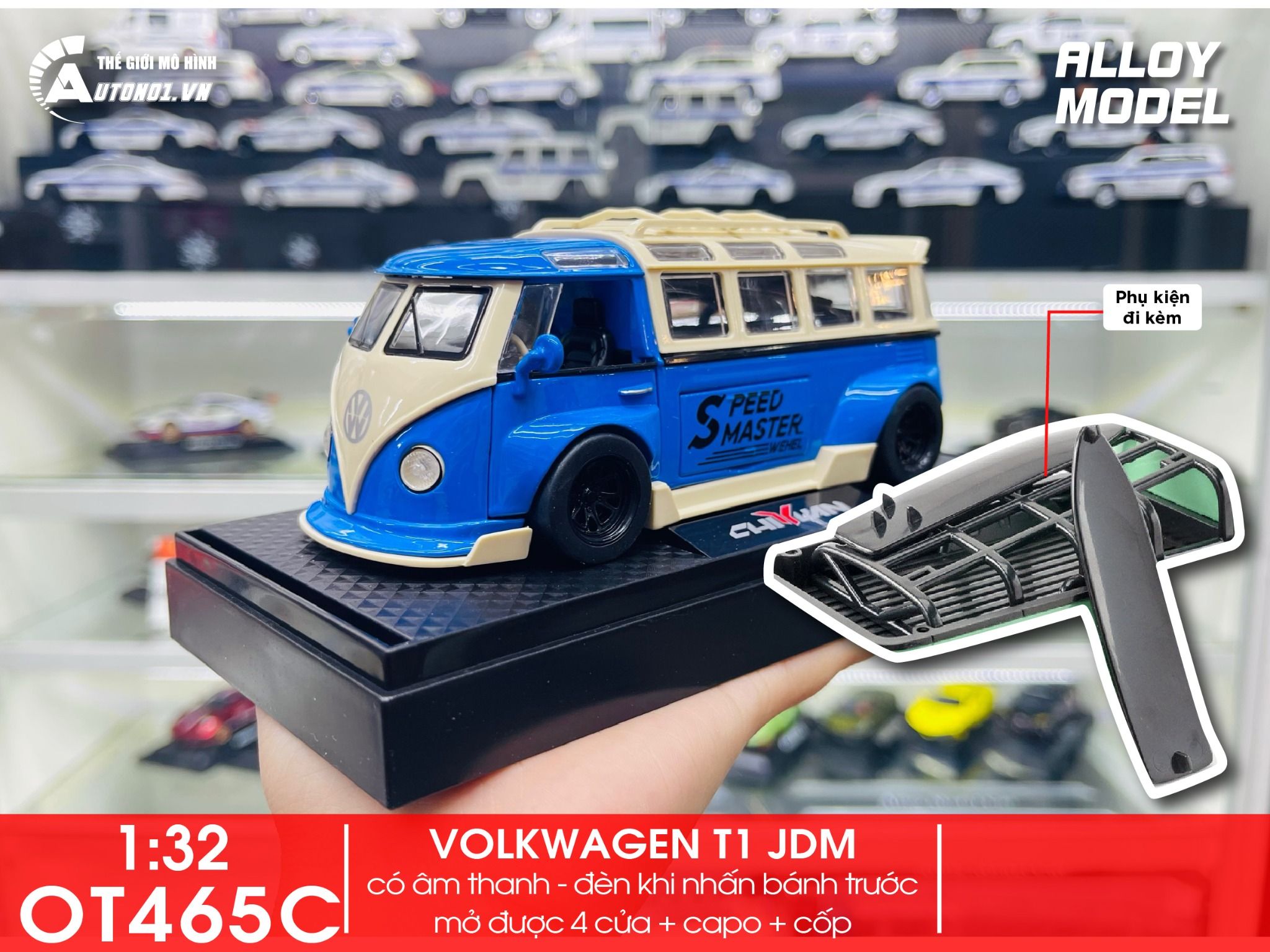 Mô hình xe VolkWagen T1 Bus Widebody tỉ lệ 1:32 Alloy Model OT465