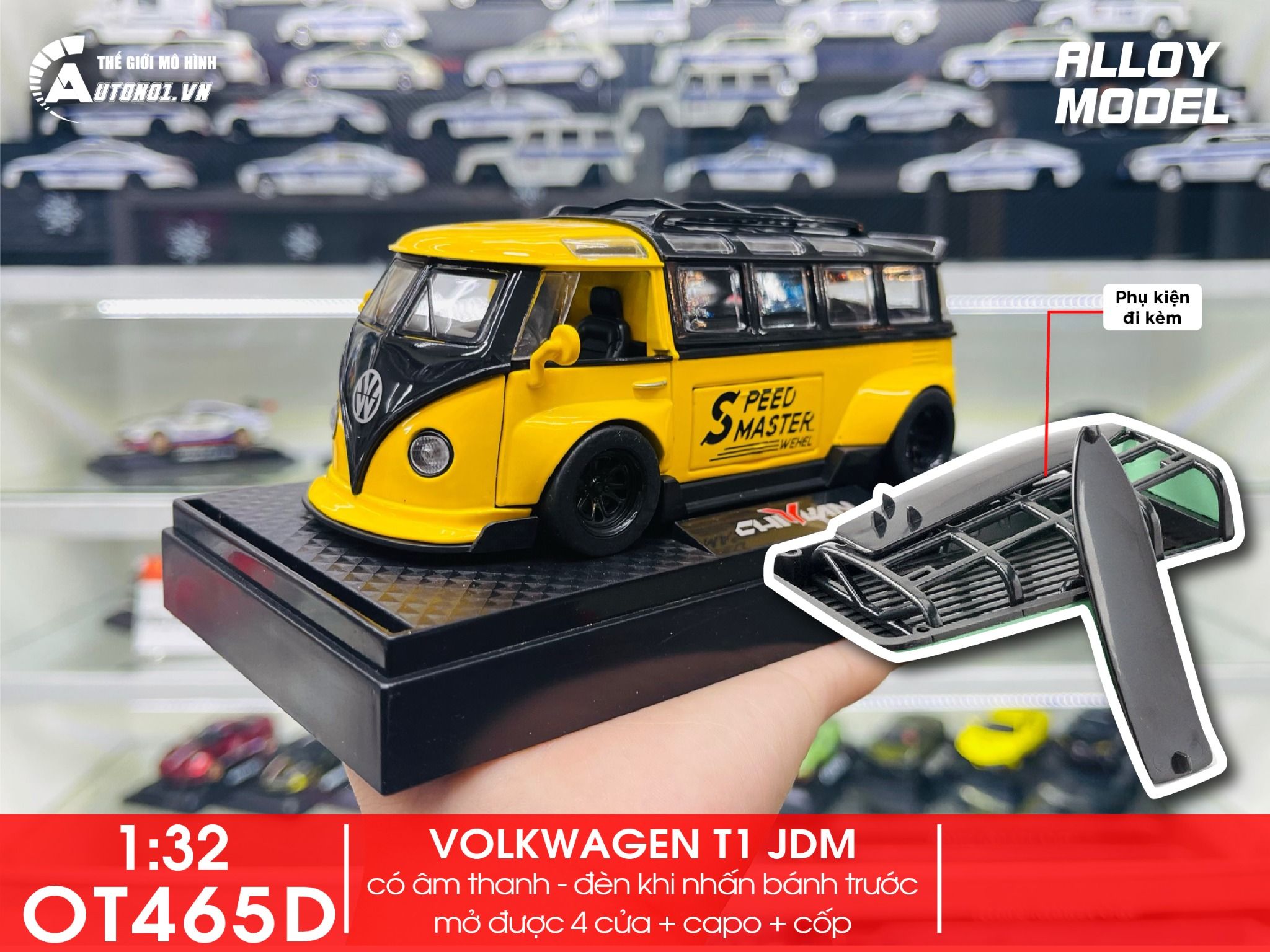 Mô hình xe VolkWagen T1 Bus Widebody tỉ lệ 1:32 Alloy Model OT465