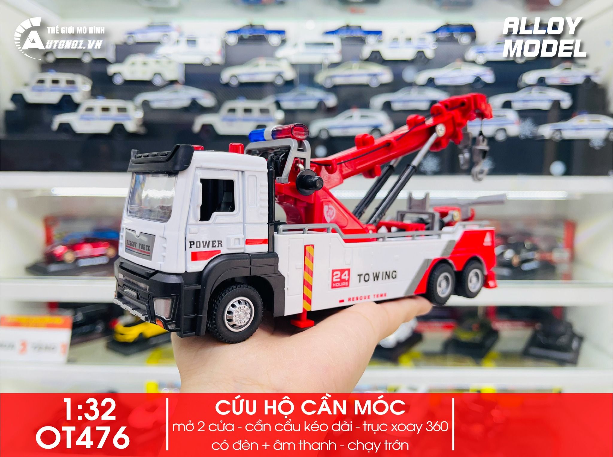 Mô hình xe cứu hộ cần móc bằng hợp kim tỉ lệ 1:32 Alloy Model OT476