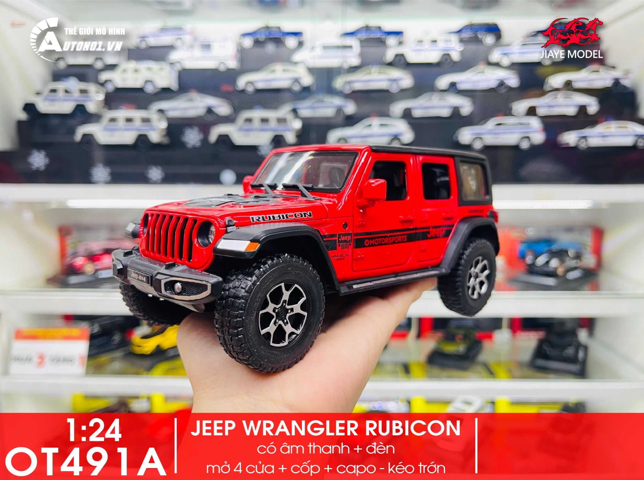 Mô hình xe Jeep Wrangler Rubicon 4x4 Tỉ Lệ 1:24 Alloy Model OT491