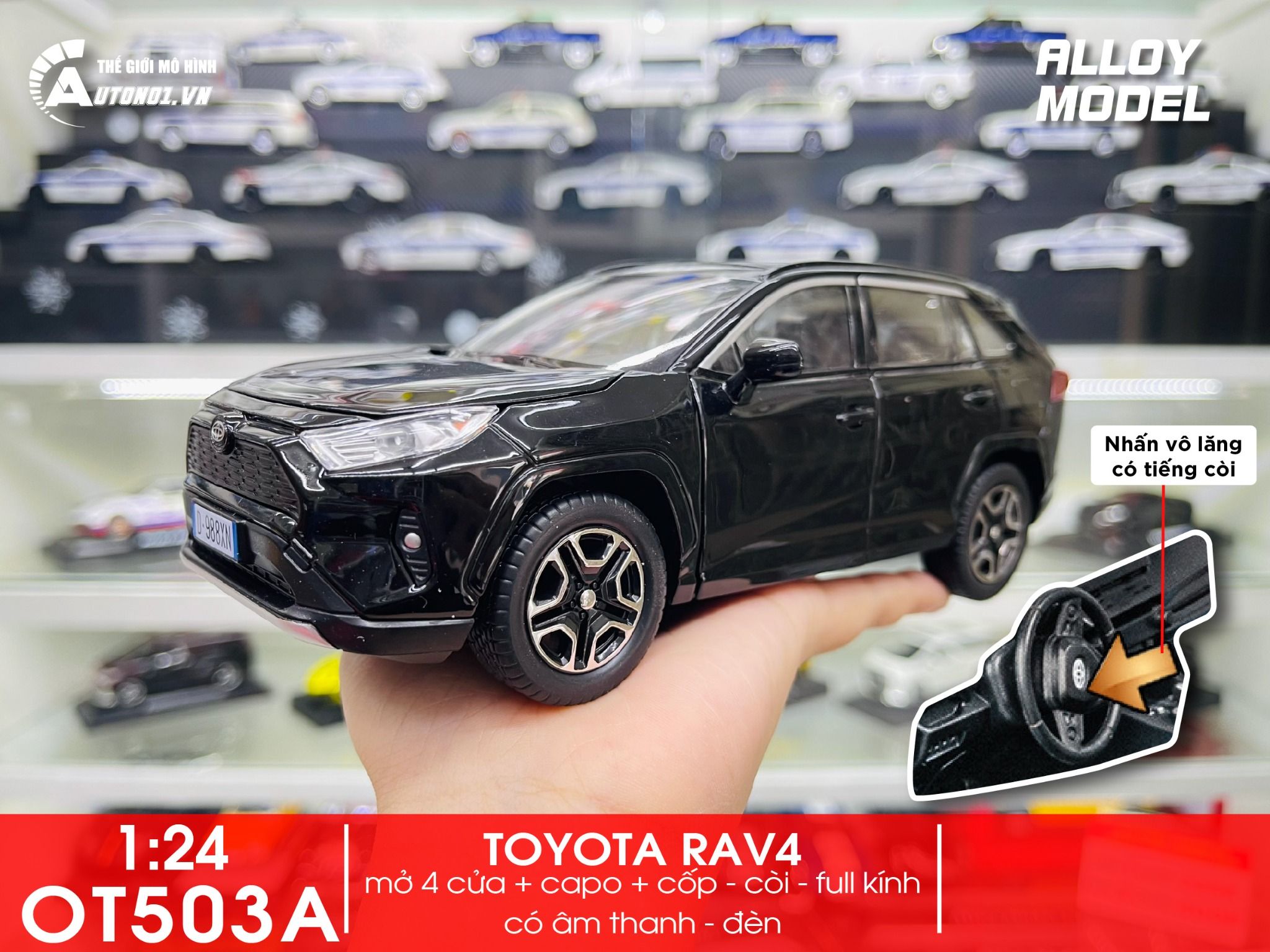Mô hình xe ô tô Toyota RAV4 full open - full kính - có âm thanh - đèn tỉ lệ 1:22 Jiaye Model OT503
