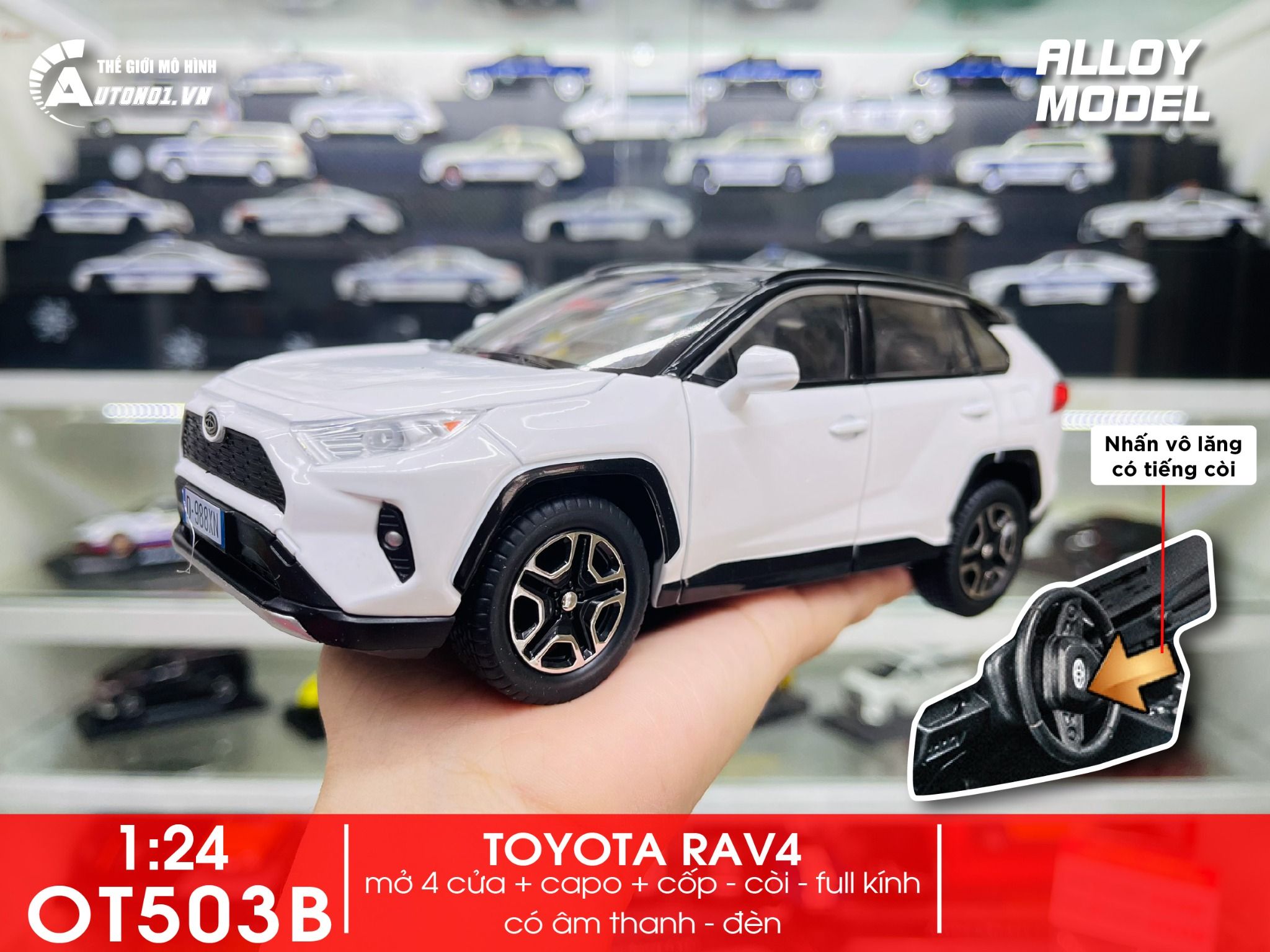 Mô hình xe ô tô Toyota RAV4 full open - full kính - có âm thanh - đèn tỉ lệ 1:22 Jiaye Model OT503