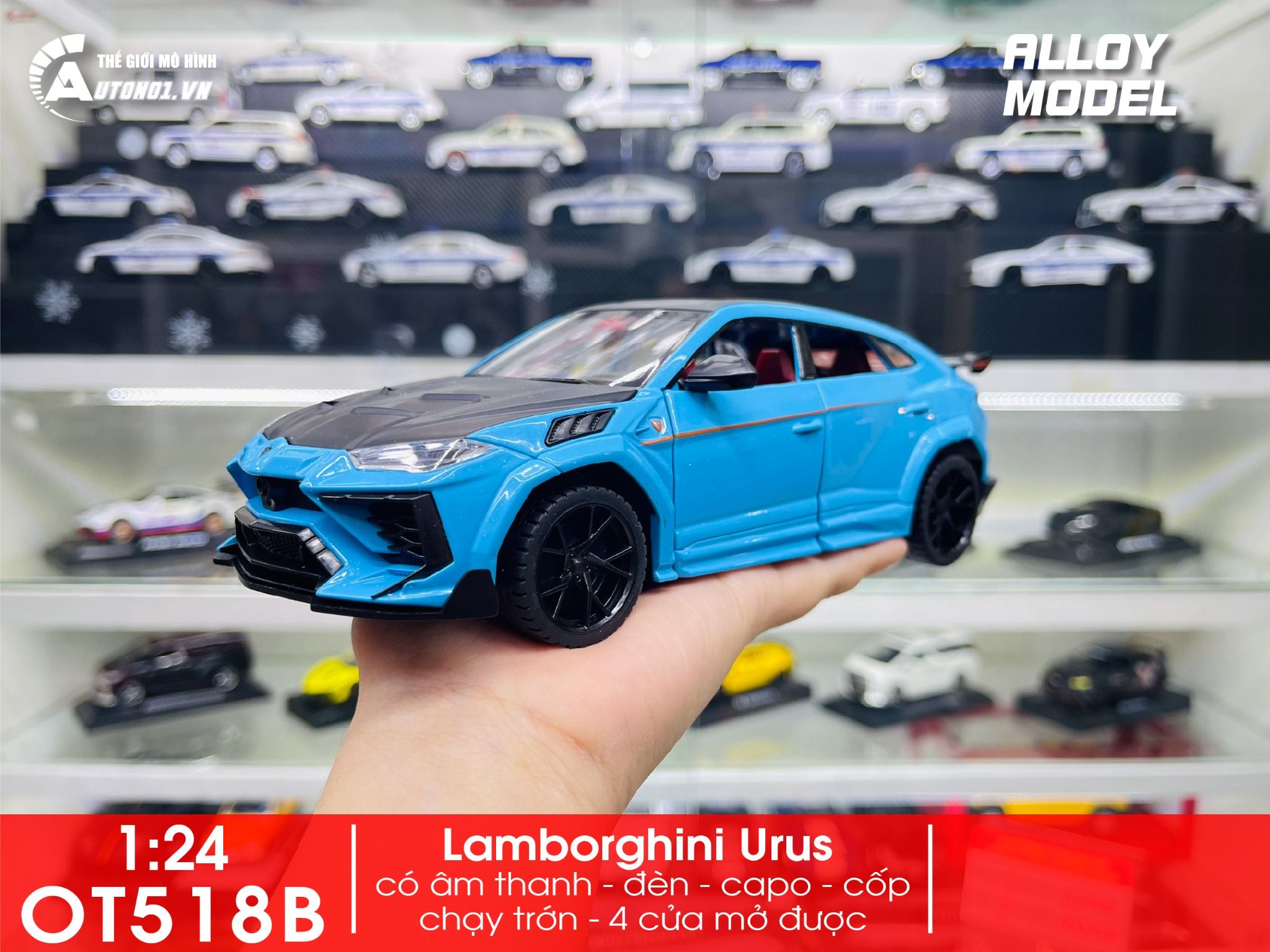 Mô hình xe Lamborghini Urus full open-có đèn-âm thanh tỉ lệ 1:24 Alloy Model OT518