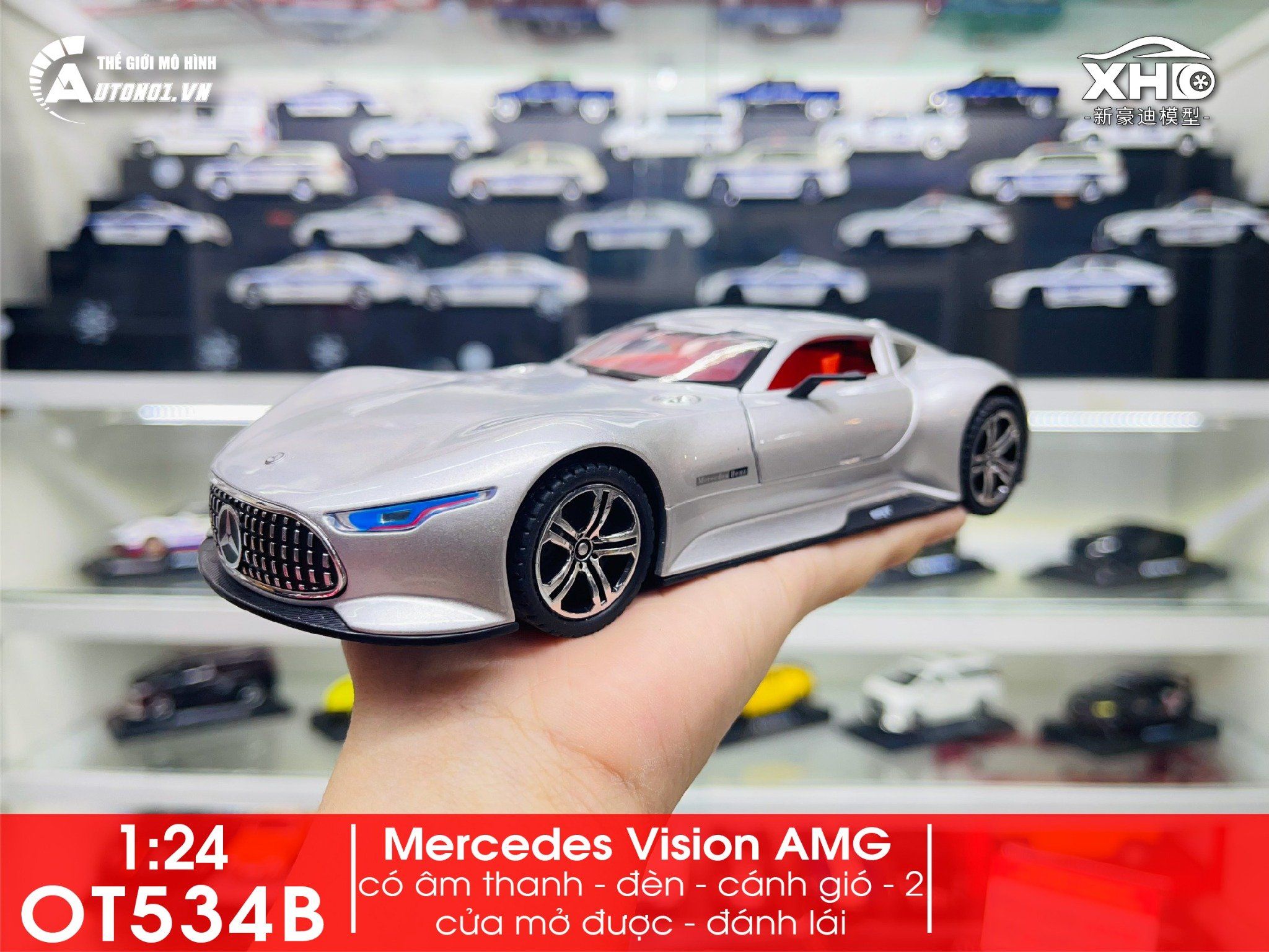Mô hình xe Mercedes-Benz AMG Vision GT full open - có đèn - âm thanh tỉ lệ 1:24 Alloy Model OT534