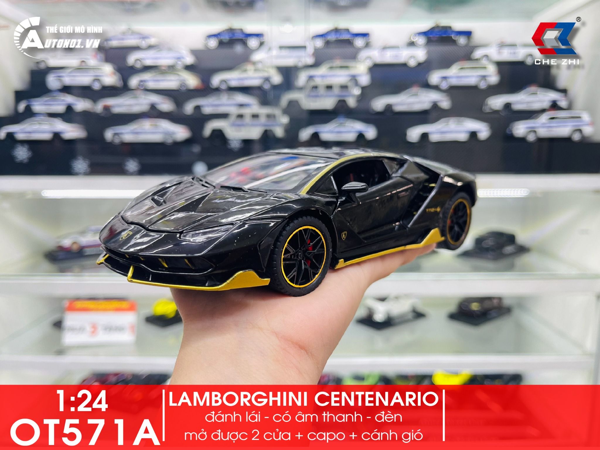Mô hình xe Lamborghini Centenario Lp770-4 full open 1:24 Chezhi OT571