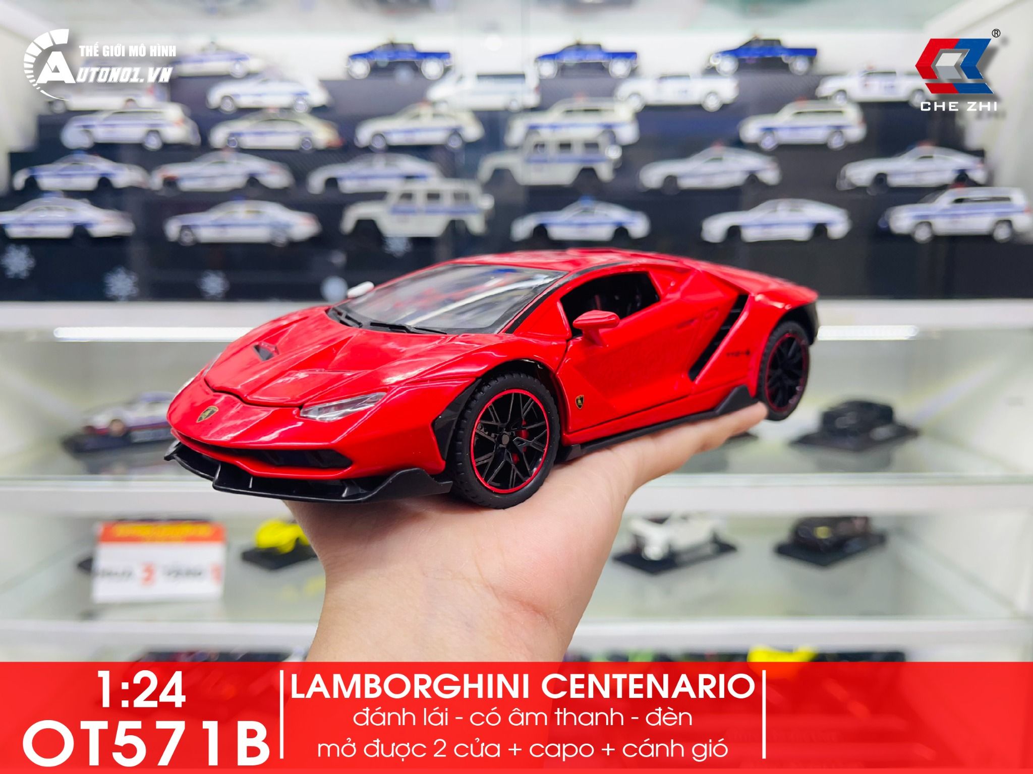Mô hình xe Lamborghini Centenario Lp770-4 full open 1:24 Chezhi OT571