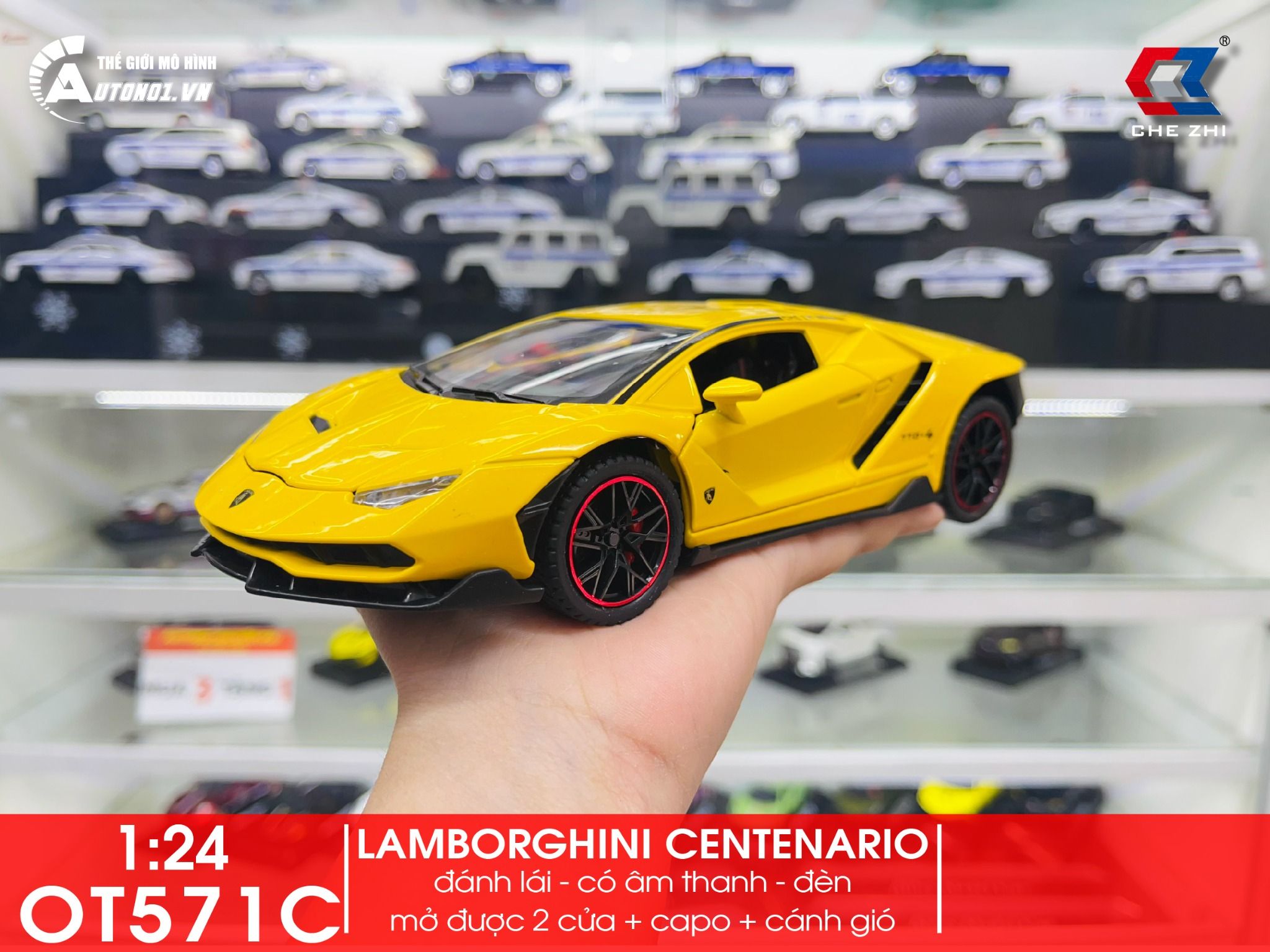 Mô hình xe Lamborghini Centenario Lp770-4 full open 1:24 Chezhi OT571