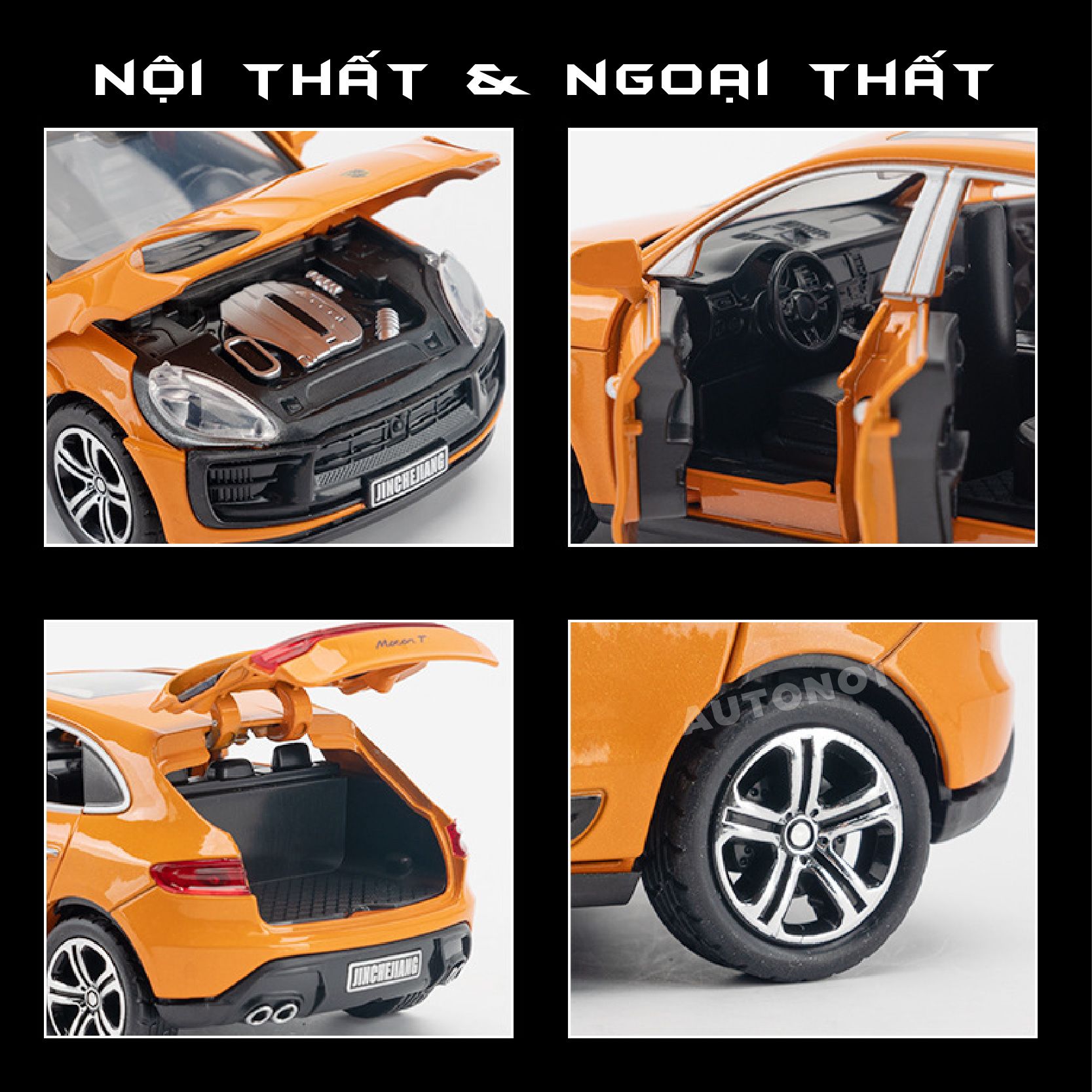 Mô hình Porsche Macan full open - có đèn - âm thanh tỉ lệ 1:32 Alloy Model OT575