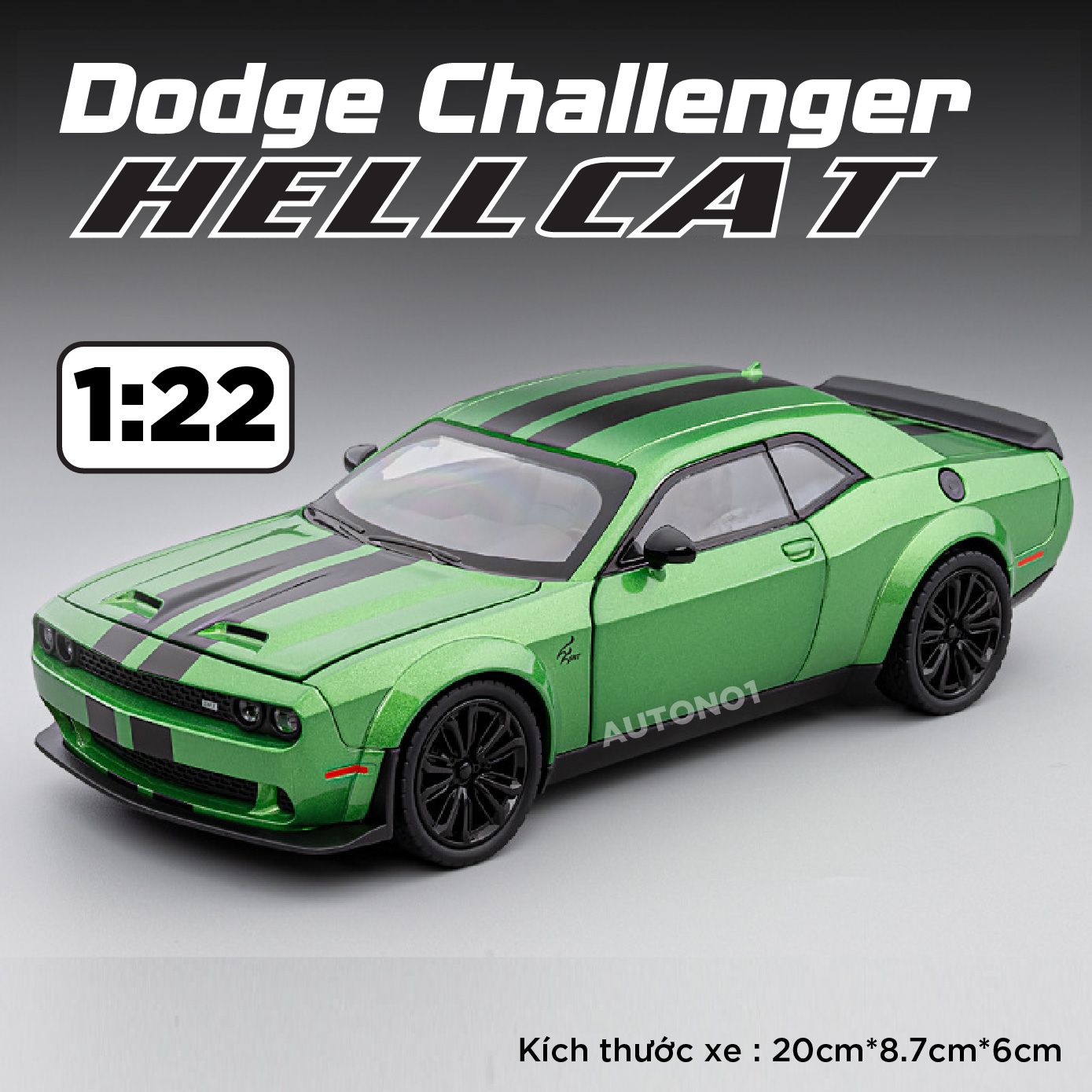 Mô hình xe Dodge Challenger Hellcat full open - có đèn - âm thanh tỉ lệ 1:22 Jiaye model OT584