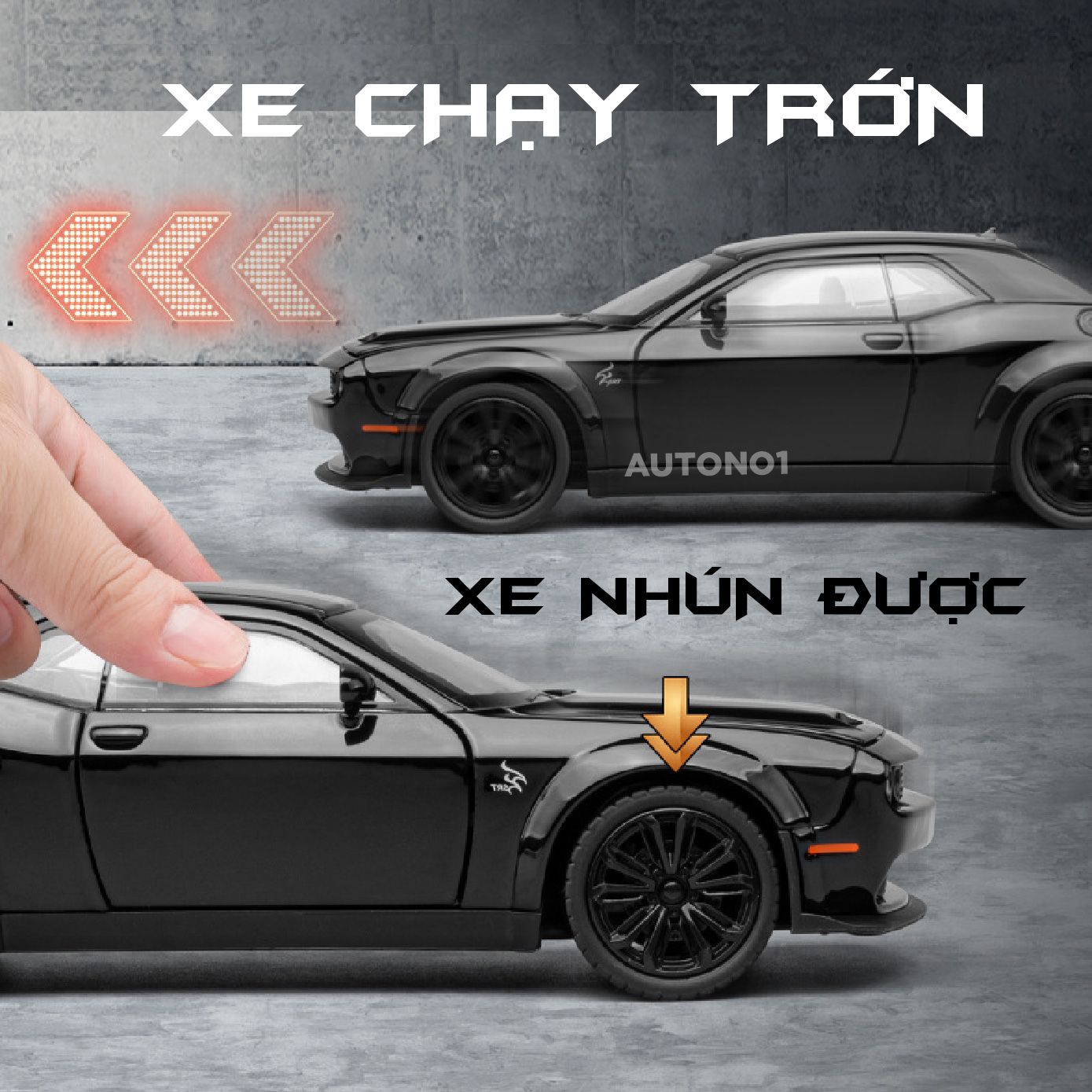 Mô hình xe Dodge Challenger Hellcat full open - có đèn - âm thanh tỉ lệ 1:22 Jiaye model OT584
