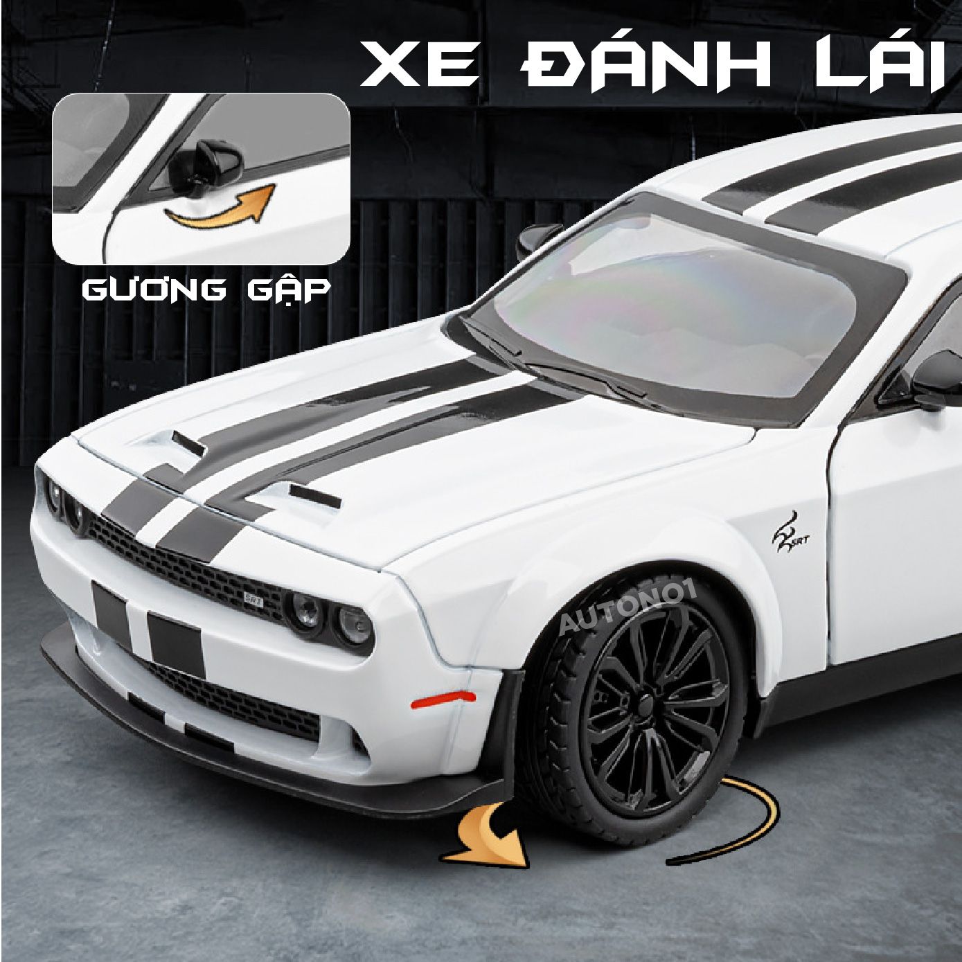 Mô hình xe Dodge Challenger Hellcat full open - có đèn - âm thanh tỉ lệ 1:22 Jiaye model OT584