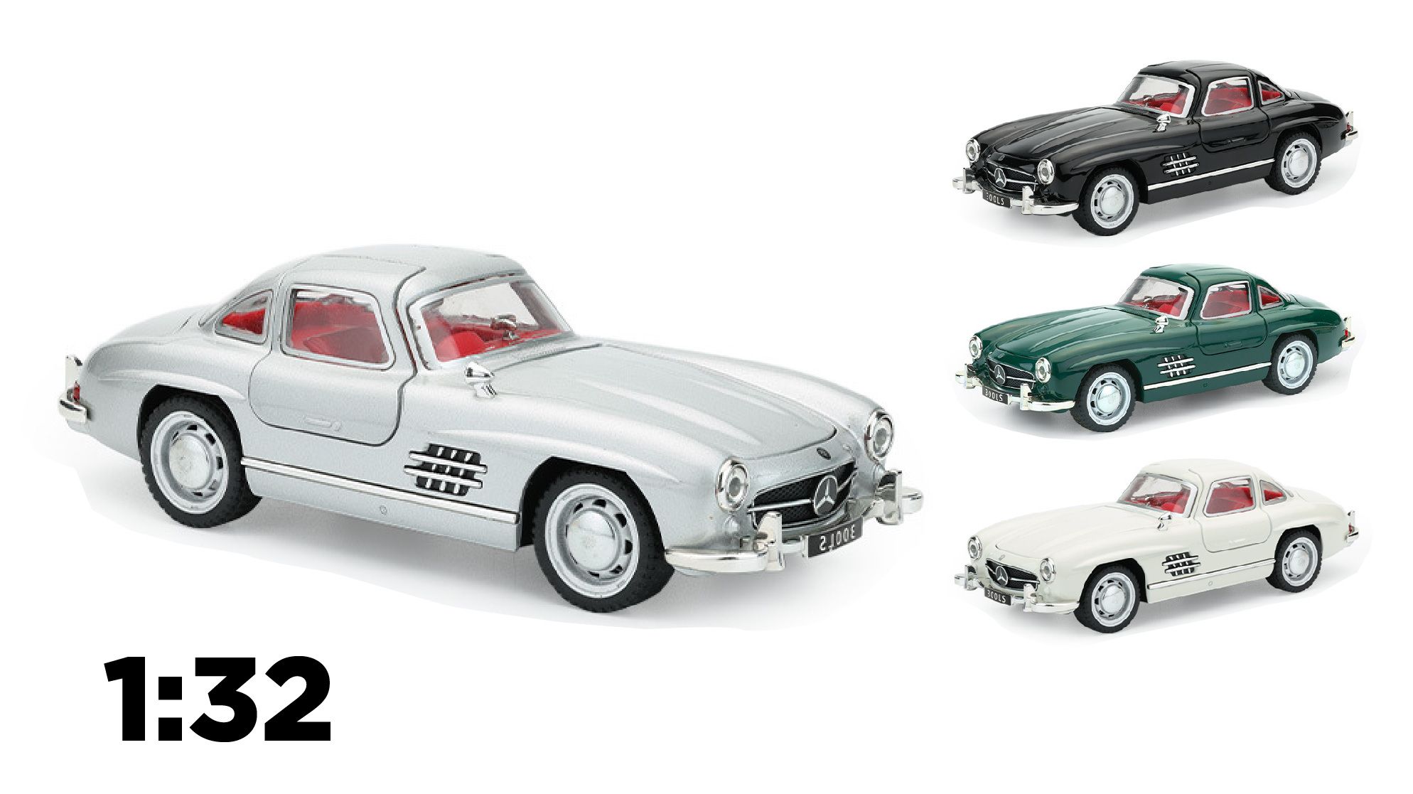 Mô hình xe Mercedes-Benz 300SL full open - có đèn - âm thanh tỉ lệ 1:32 Alloy Model OT613