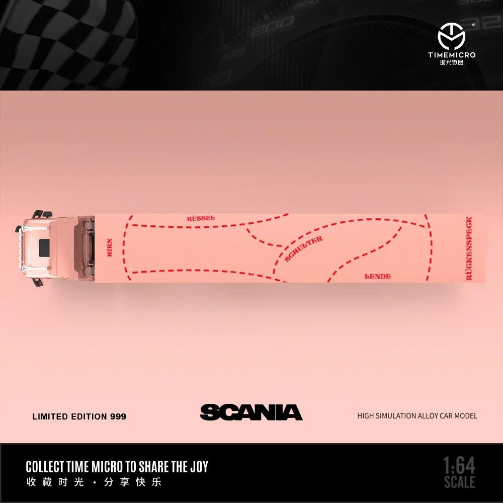 Mô hình xe container Mercedes-benz Actros - SCANIA Pink Pig có thùng rời tỉ lệ 1:64 Time micro TM646720