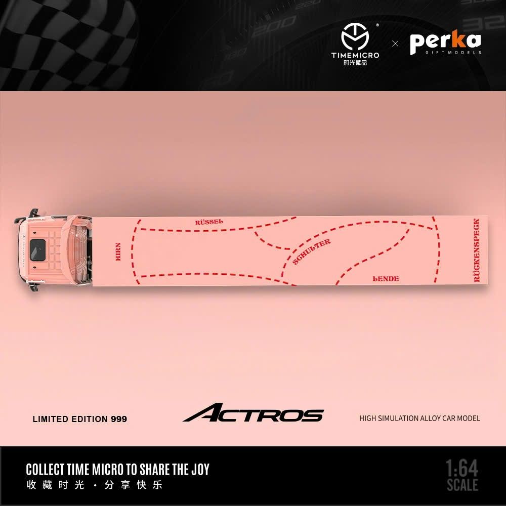 Mô hình xe container Mercedes-benz Actros - SCANIA Pink Pig có thùng rời tỉ lệ 1:64 Time micro TM646720
