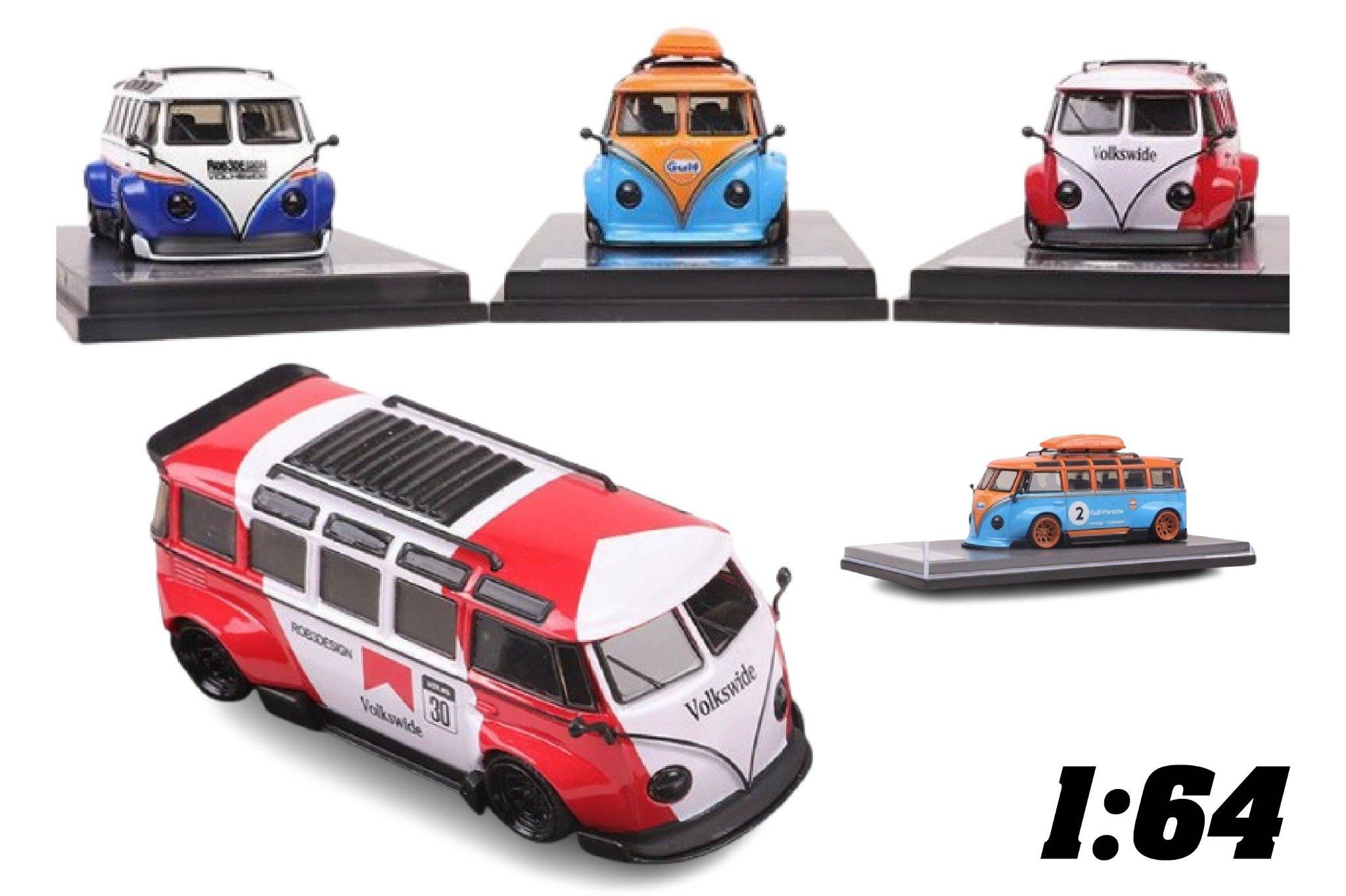 Mô hình xe buýt Volkswagen T1 van Kombi phiên bản sửa đổi có hộp mica tỉ lệ 1:64 OT64020