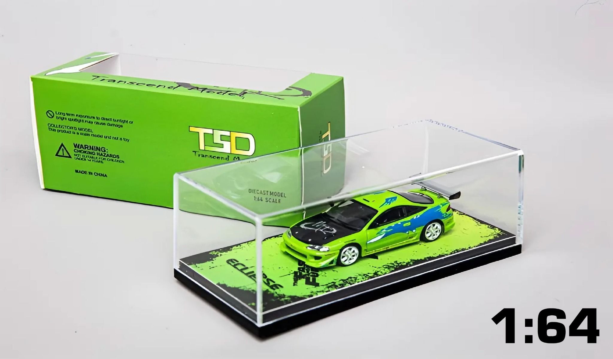 Mô hình xe Mitsubishi Eclipse Fast and Furious Modified Version green tỉ lệ 1:64 Transcend Model TSD OT64080