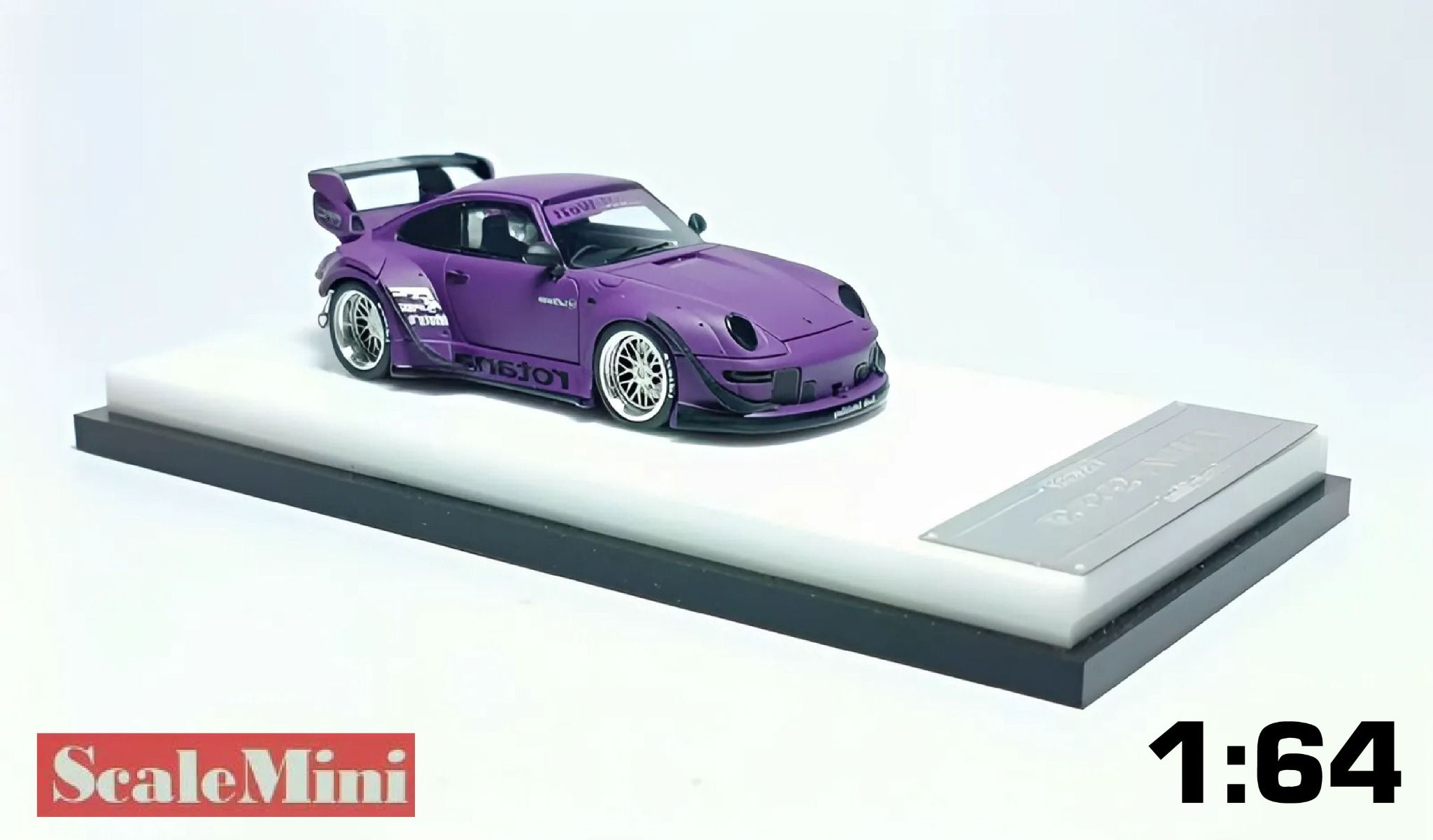 Mô hình xe Porsche RWB993 resin model car, matte purple (low spoiler version) tỉ lệ 1:64 ScaleMini