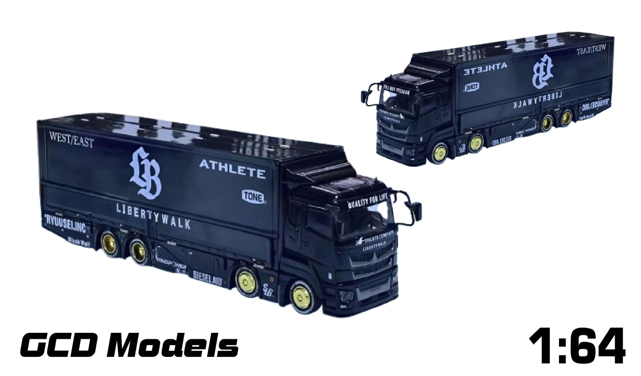 Mô hình xe Liberty Walk LB-Trucks Mitsubishi Fuso LBWK Liberty Walk– Black tỉ lệ 1:64 GCD Models OT64189