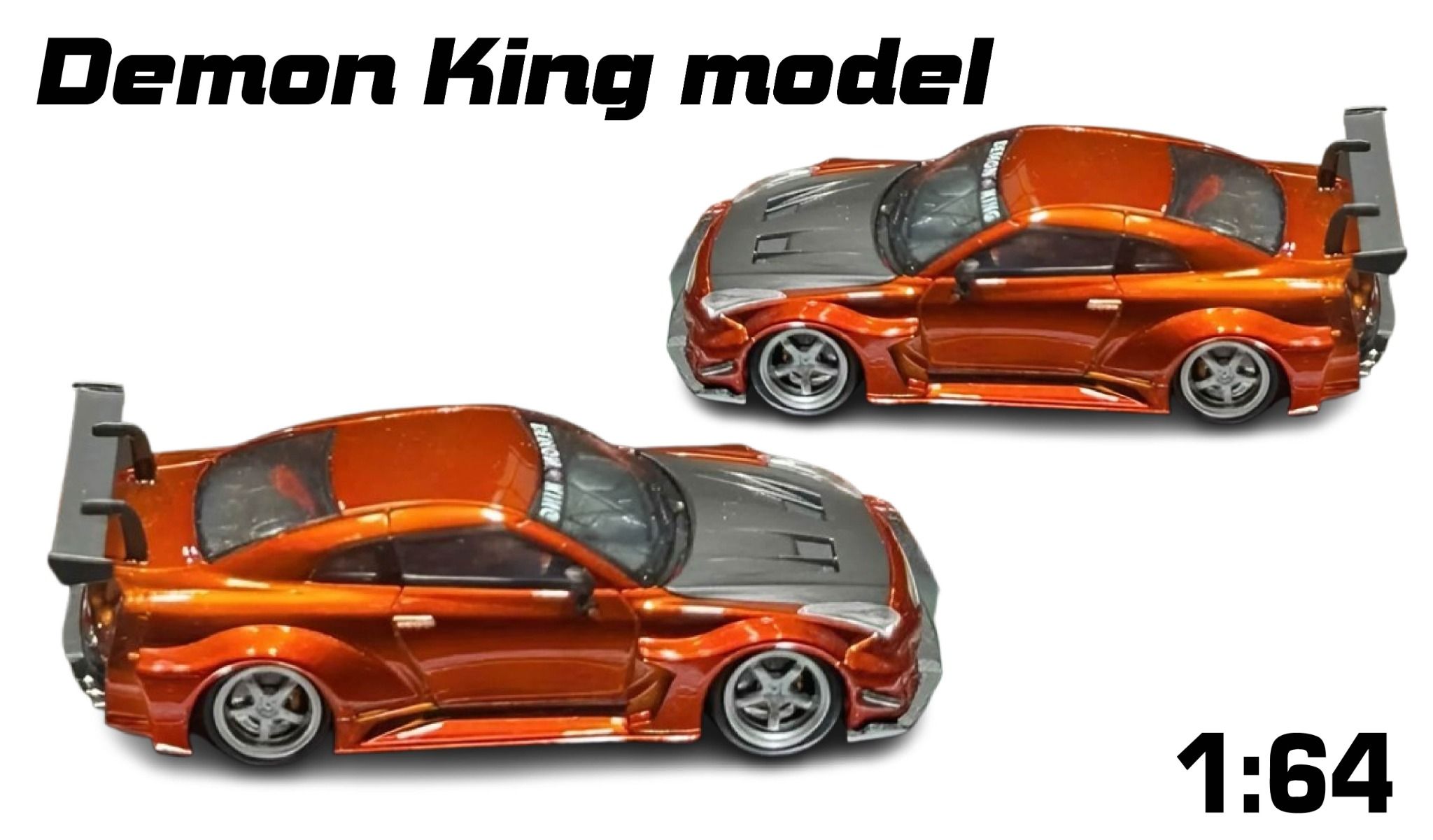 Mô hình xe Nissan GTR R35 Metallic Orange bản sự kiện HEC 2025 tỉ lệ 1:64 Demon King OT64302
