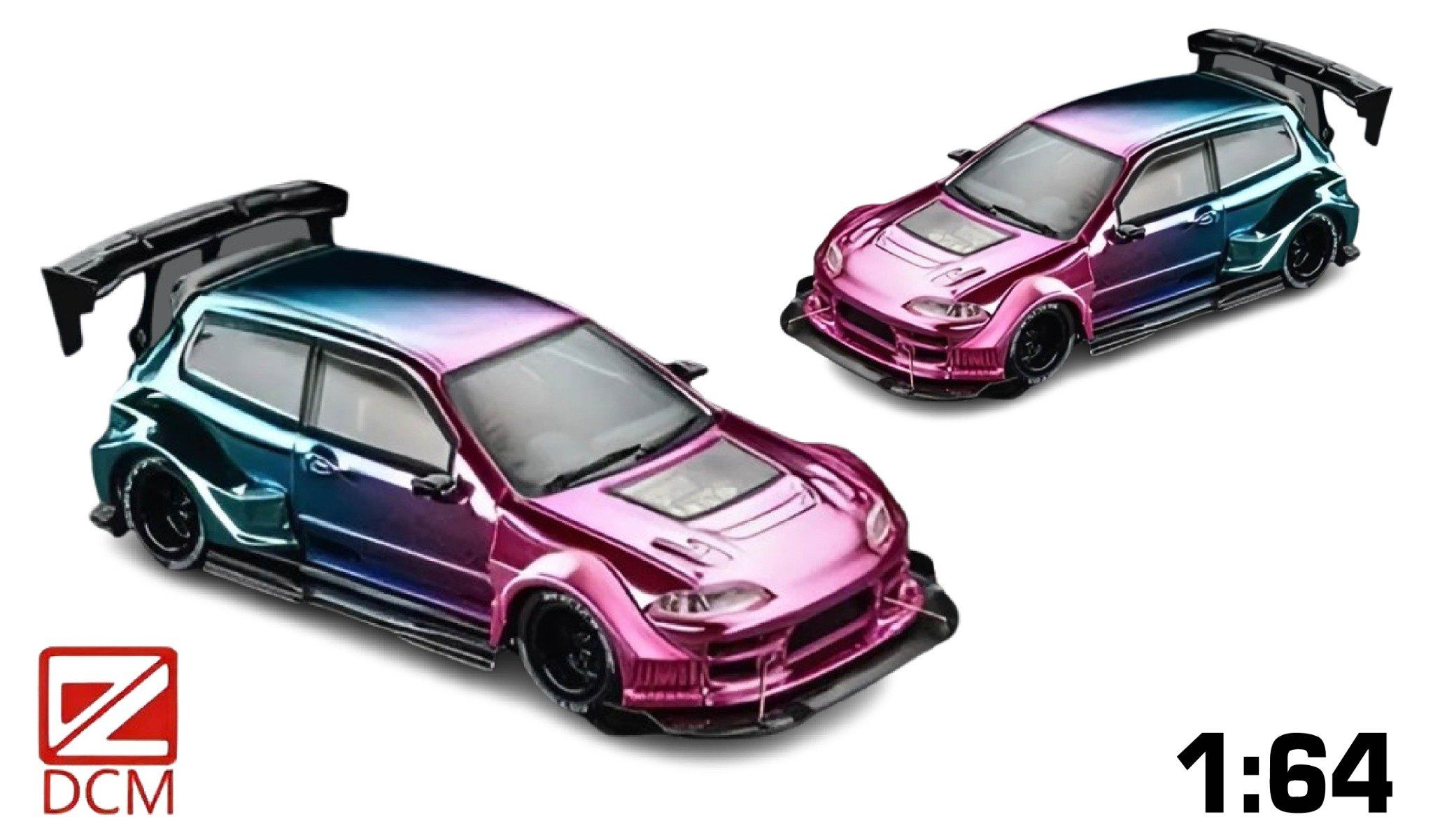 Mô hình xe Honda Civic Kevmannz 1996 EG6 Hatchback widebody bản sự kiện HEC tỉ lệ 1:64 DCM OT64307