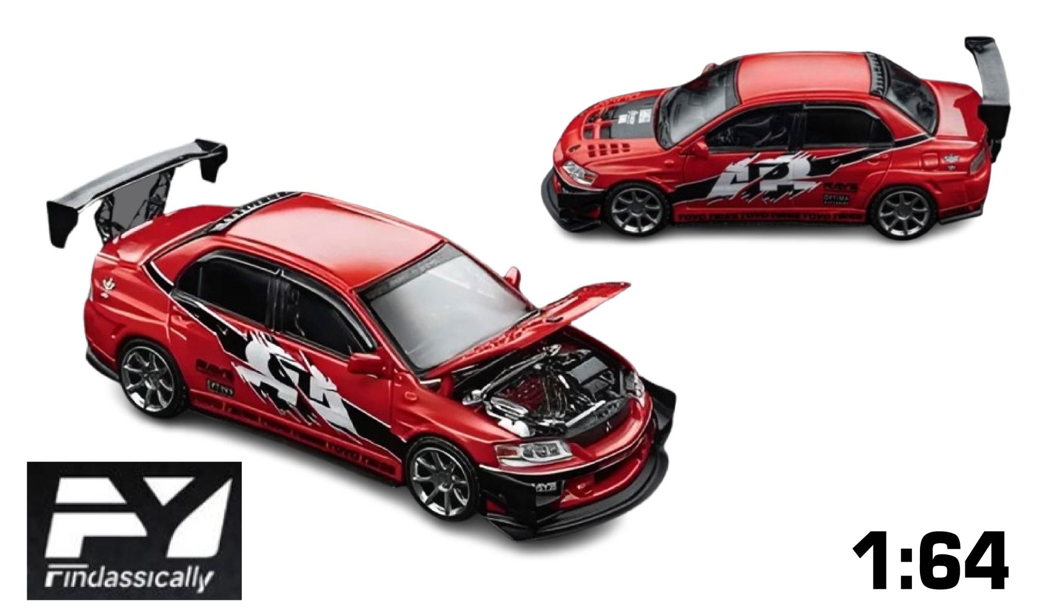 Mô hình xe Mitsubishi Lancer EVO 9th Generation - Speed and Passion mở được capo HEC 2025 tỉ lệ 1:64 Fy model Finclassically OT64313