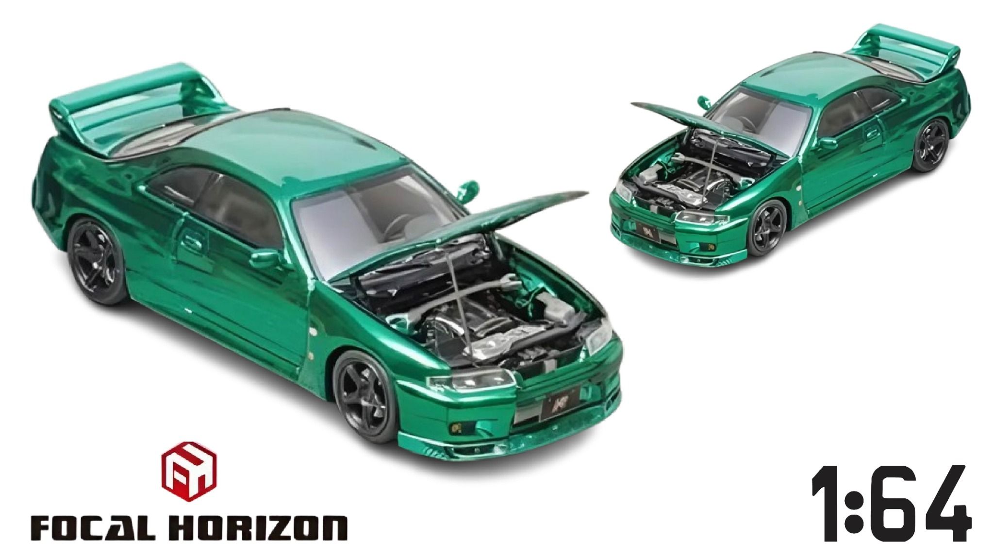 Mô hình xe Nissan Nismo S-Tune version Full Carbon Chrome Green tỉ lệ 1:64 Focal Horizon OT64329