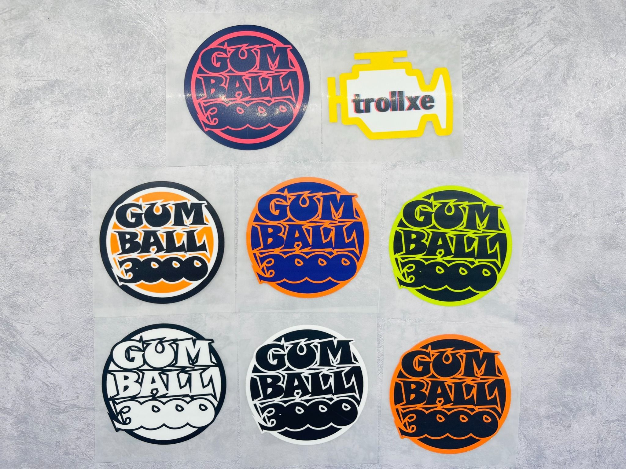 Sticker PET in chuyển nhiệt - hình ủi lên vải - nón - áo - quần series Gumball 3000 Autono1 PE001
