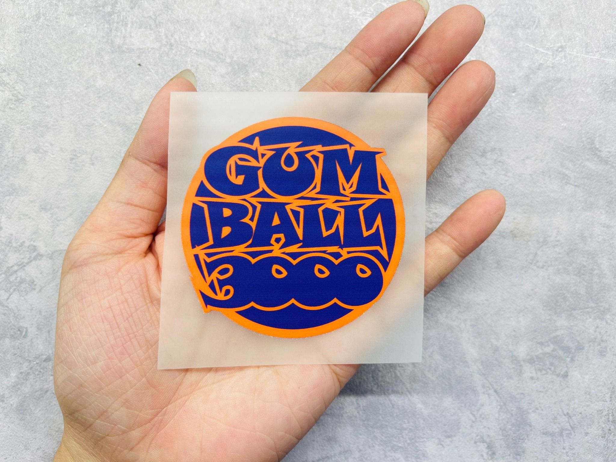 Sticker PET in chuyển nhiệt - hình ủi lên vải - nón - áo - quần series Gumball 3000 Autono1 PE001