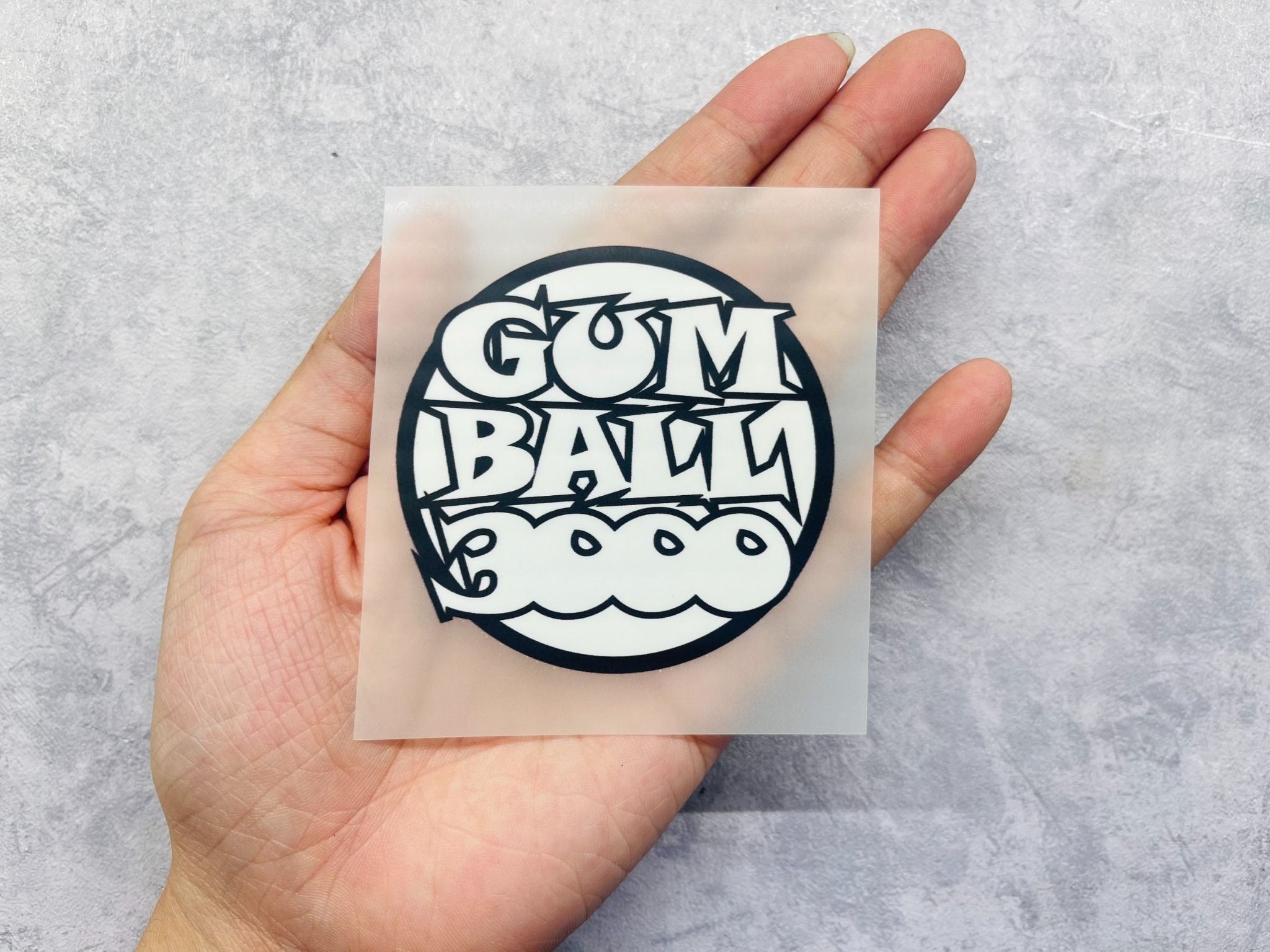 Sticker PET in chuyển nhiệt - hình ủi lên vải - nón - áo - quần series Gumball 3000 Autono1 PE001