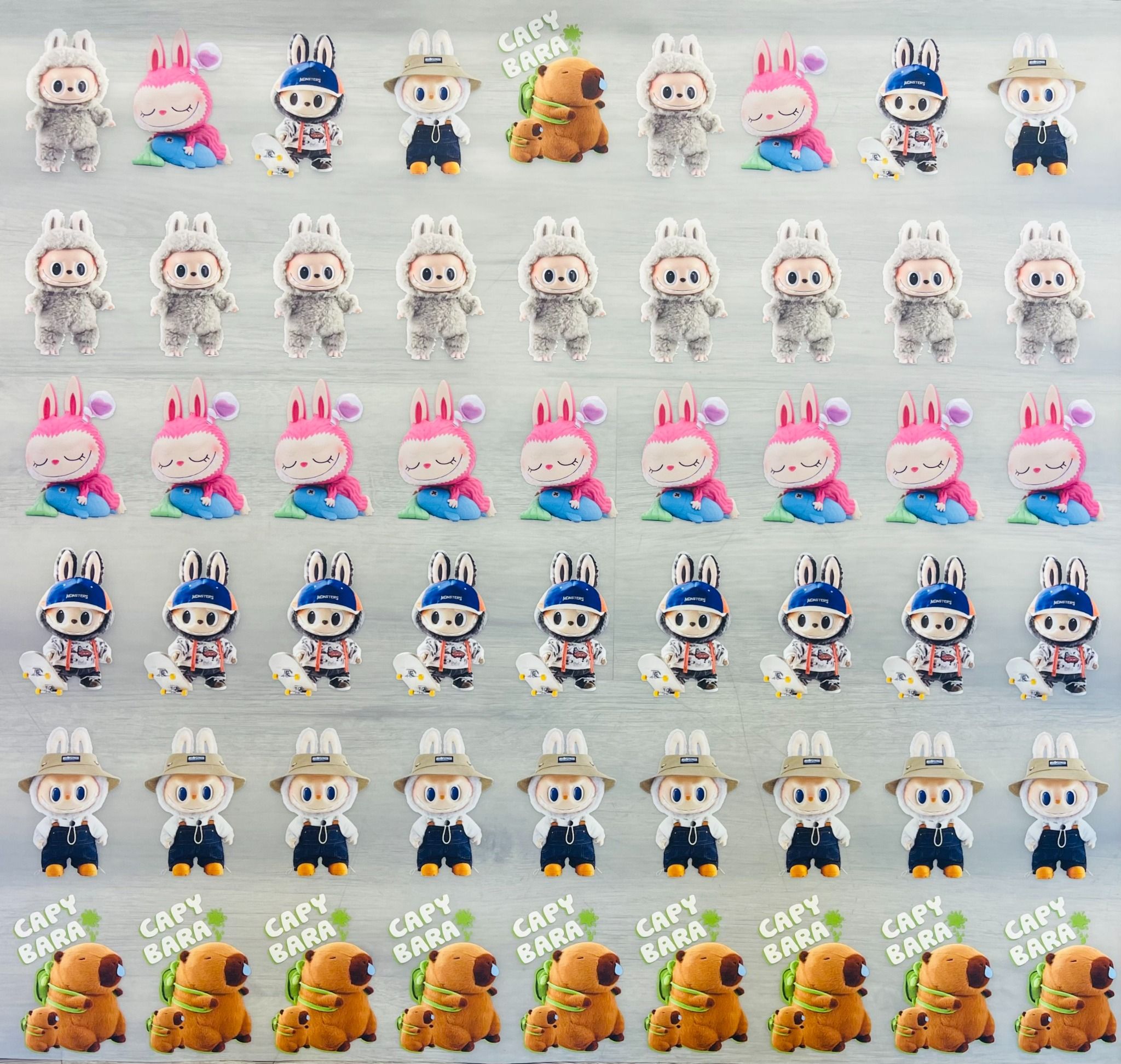 Sticker PET in chuyển nhiệt - hình ủi lên vải - nón - áo - quần Labubu Capybara Autono1 PE002