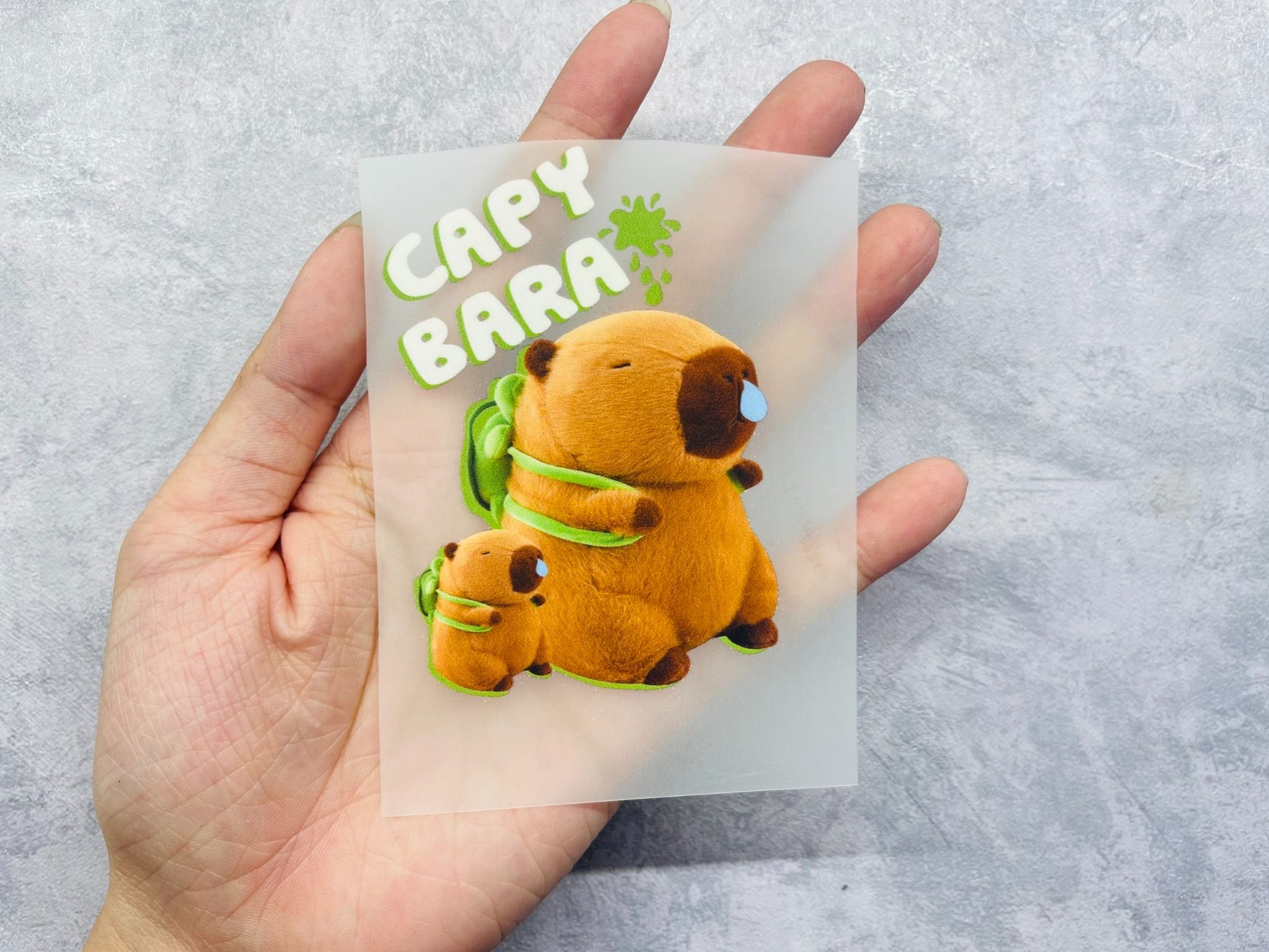Sticker PET in chuyển nhiệt - hình ủi lên vải - nón - áo - quần Labubu Capybara Autono1 PE002