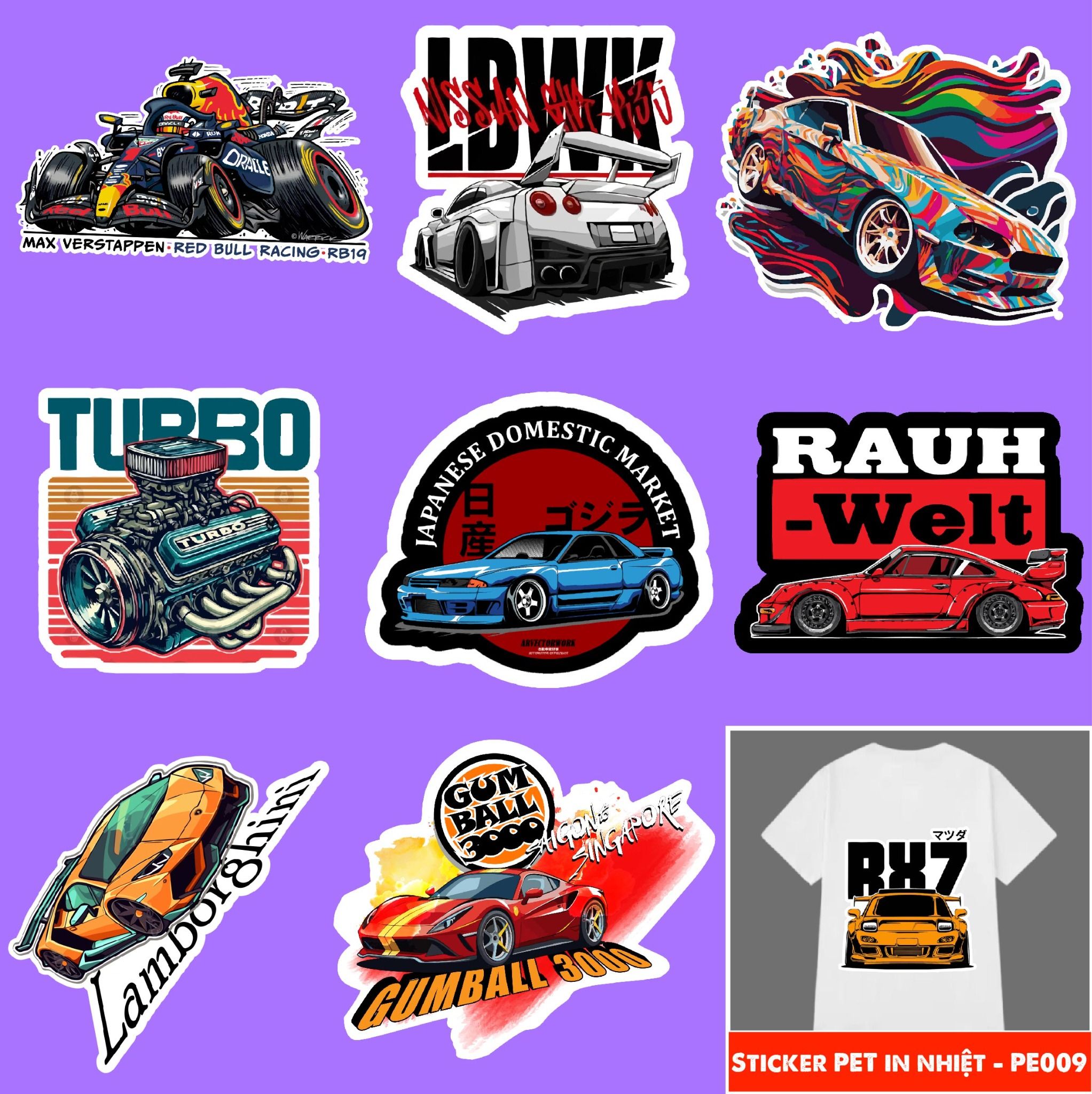 Sticker PET hãng xe in chuyển nhiệt - hình ủi lên vải - nón - áo - quần Autono1 PE009