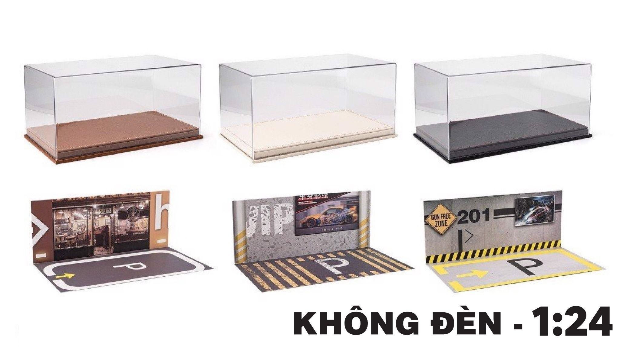  Hộp mica trưng bày đế da không có đèn phông nền 28x16x13cm ô tô 1:24 mô tô 1:12 Chezhi PK410 