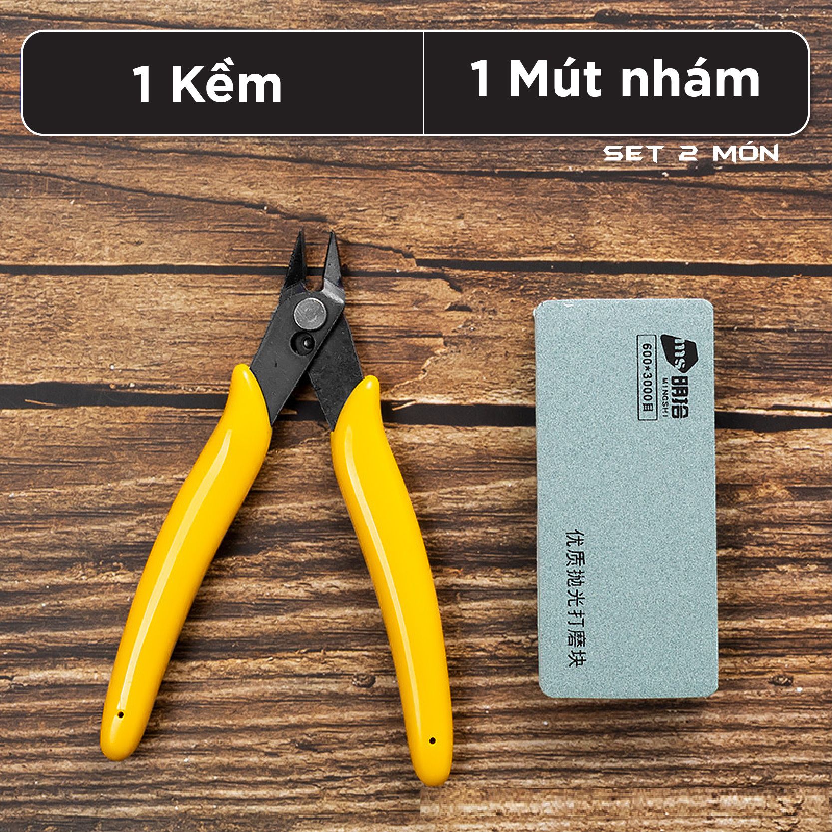 Bộ dụng cụ nhiều món kềm - dao - dũa - mút nhám cho mô hình các loại PK456