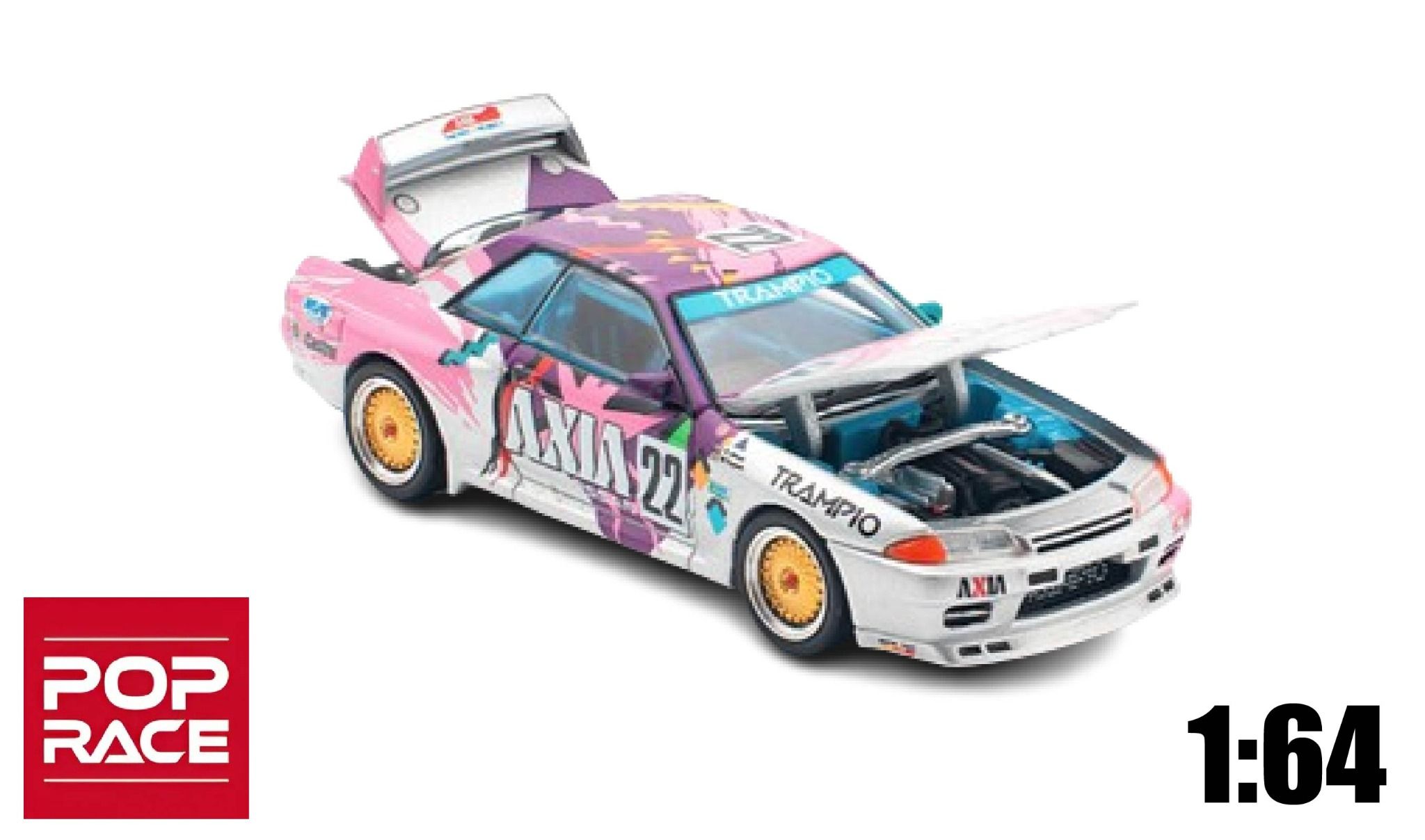 Mô hình xe NISSAN SKYLINE GT-R R32 #22 AXIA GROUP A tỉ lệ 1:64 Poprace PR640103