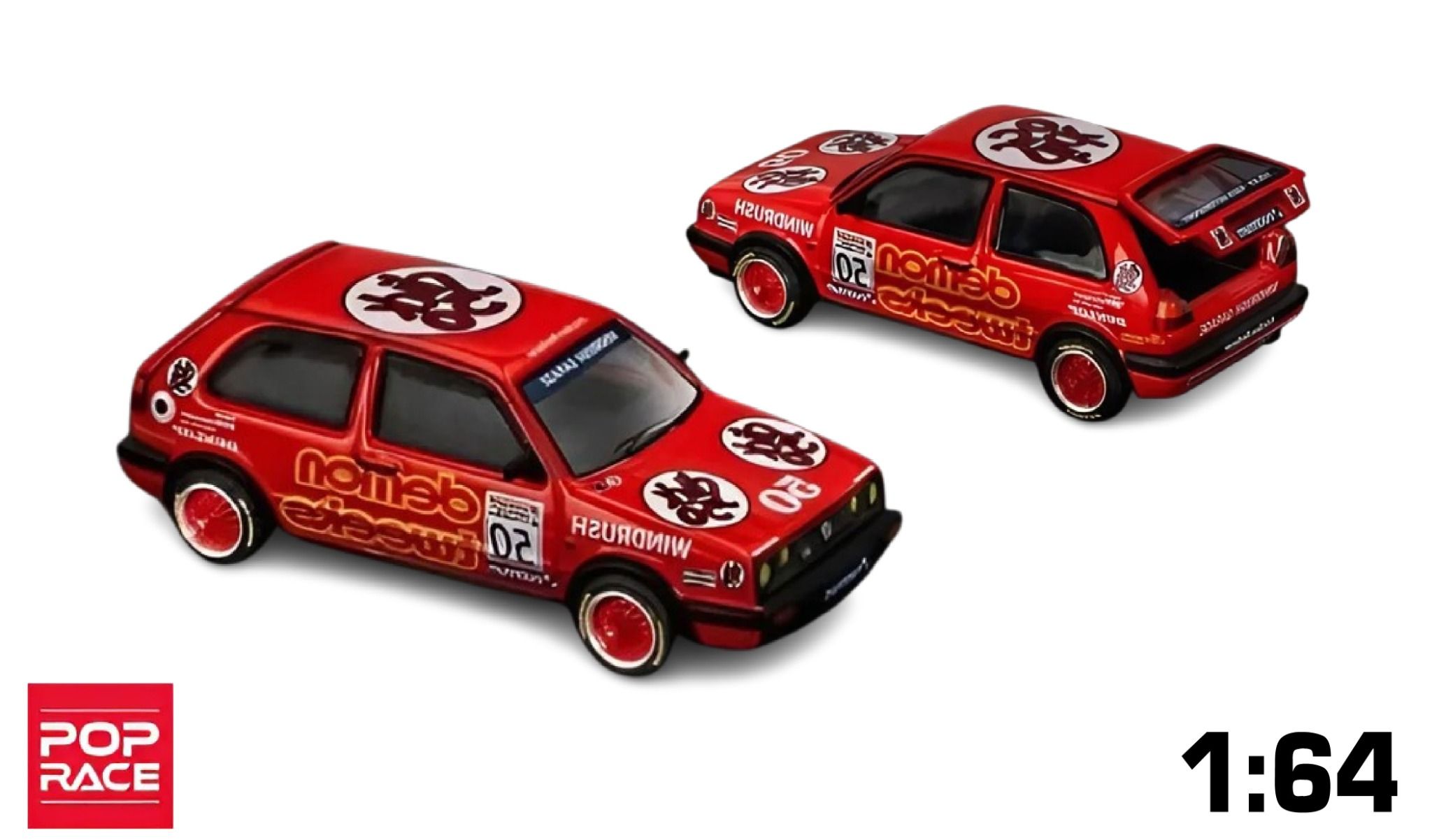 Mô hình xe Volkswagen Golf GTI MKII - Team Demon Tweeks BTCC 1988 tỉ lệ 1:64 Poprace PR640105