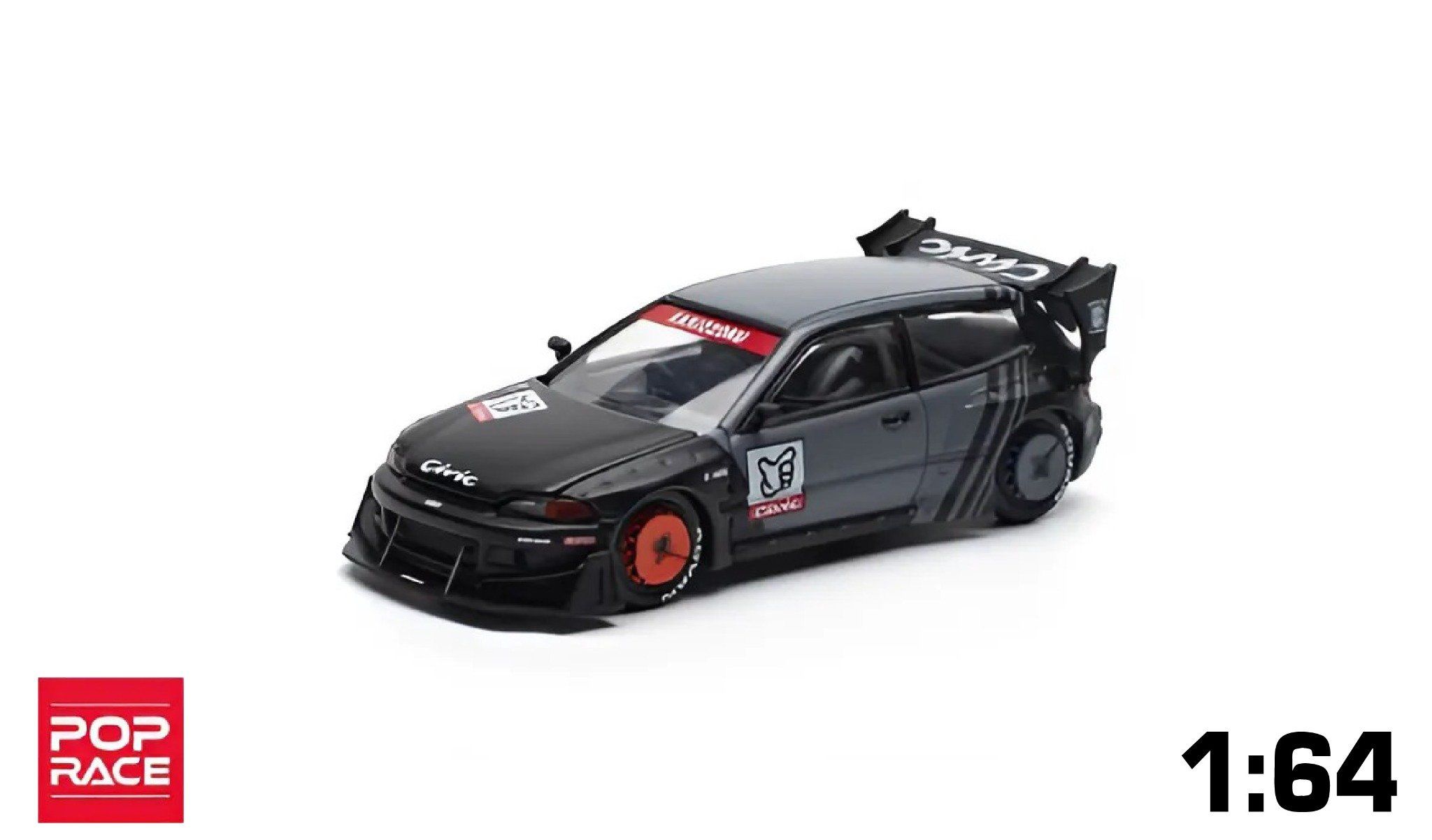 Mô hình xe Pandem Civic EG6 Kanjozoku black and gray tỉ lệ 1:64 Poprace PR640163