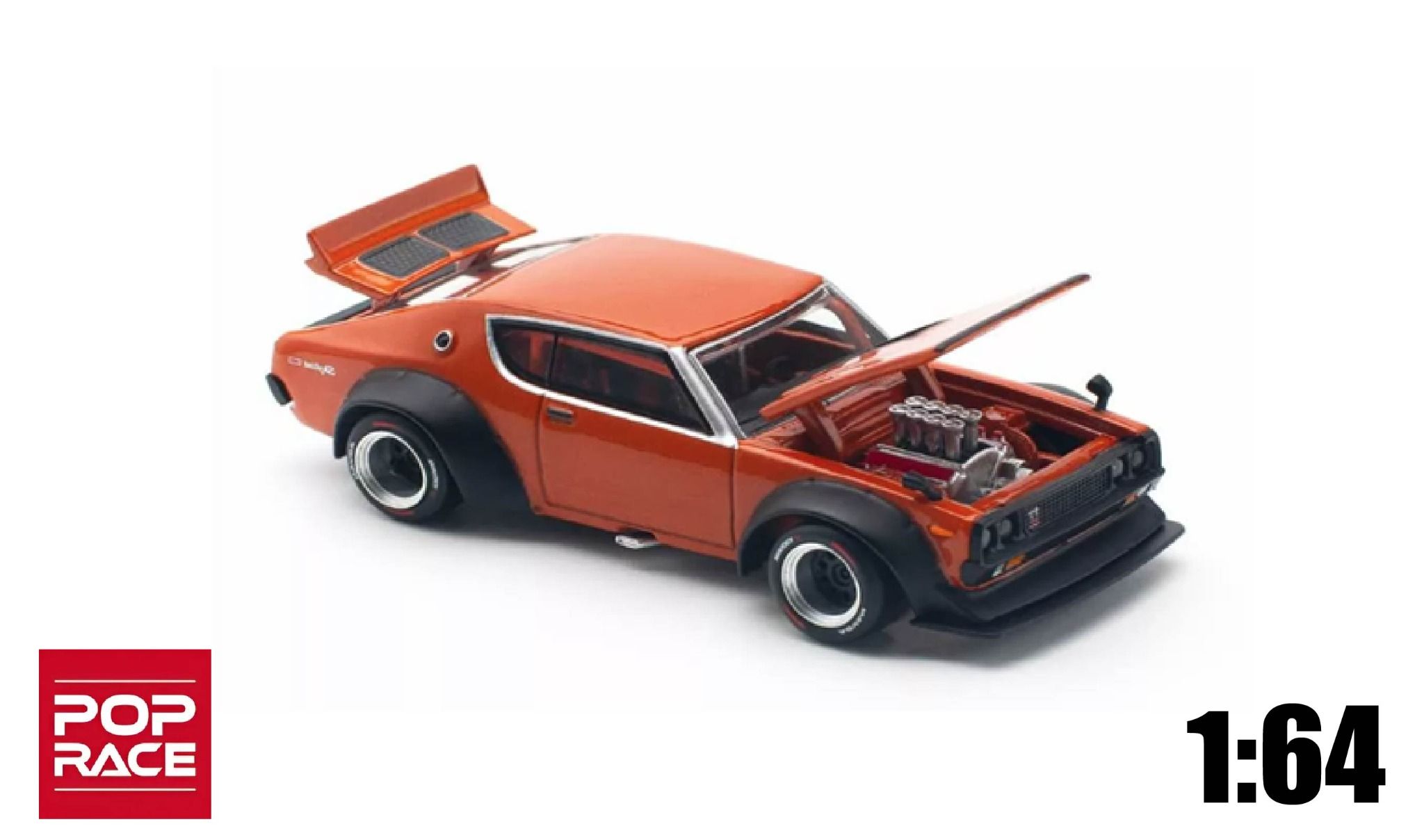 Mô hình xe Skyline GT-R V8 Drift (Kenmeri) Orange tỉ lệ 1:64 Poprace PR640173