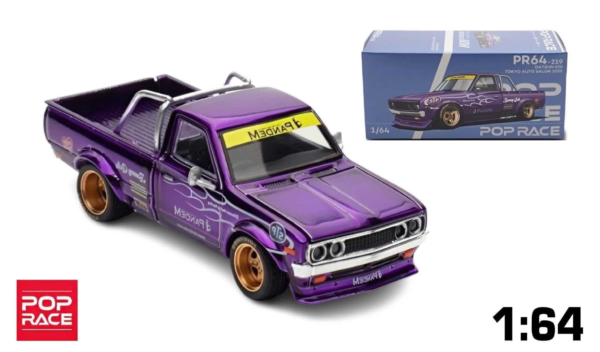 Mô hình xe Pandem Datsun 620 TOKYO AUTO SALON 2025 Exclusive Edition tỉ lệ 1:64 Poprace PR640219