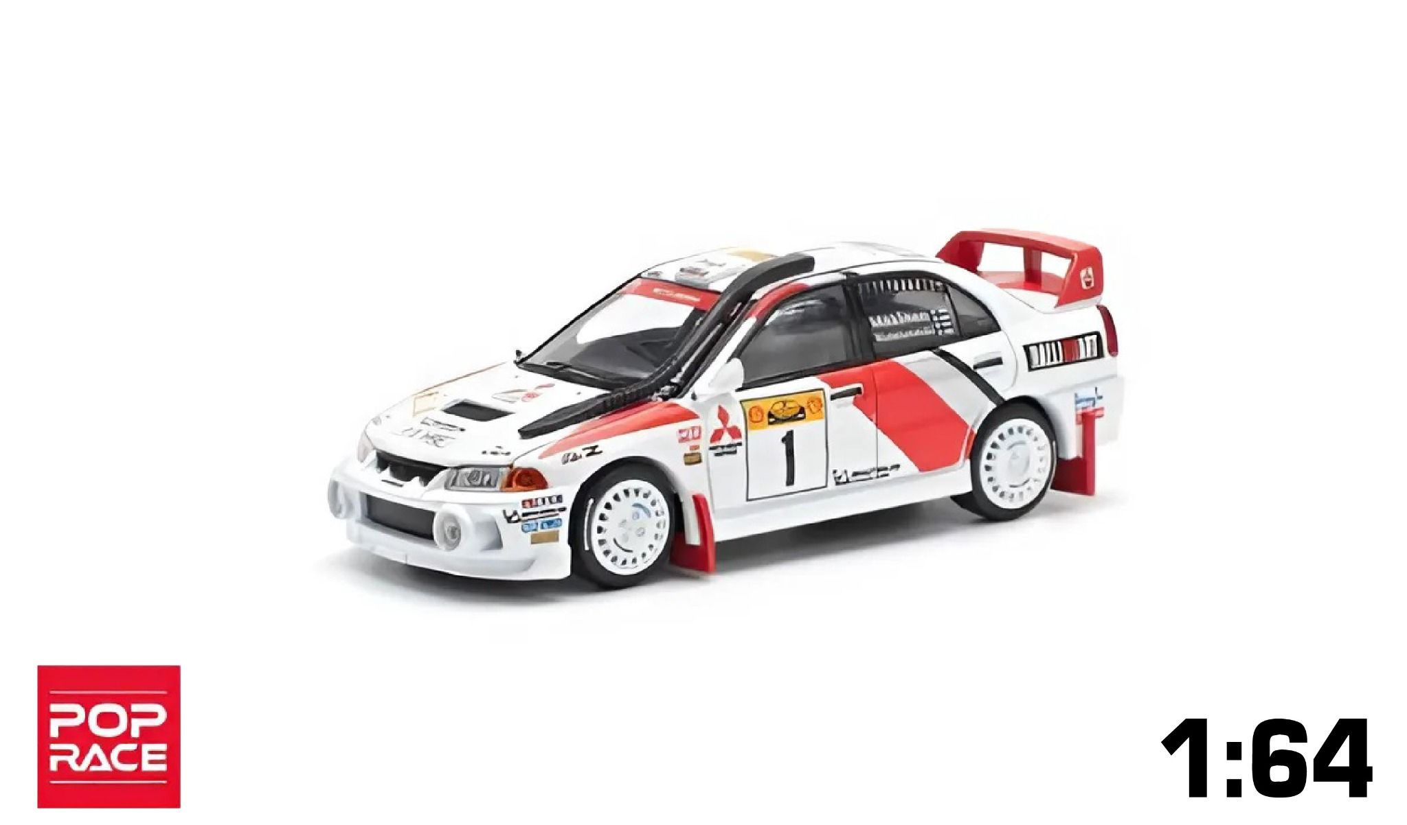 Mô hình xe Mitsubushi Lancer Evolution IV Safari Rally Kenya 1998 red and white tỉ lệ 1:64 Poprace PR640231