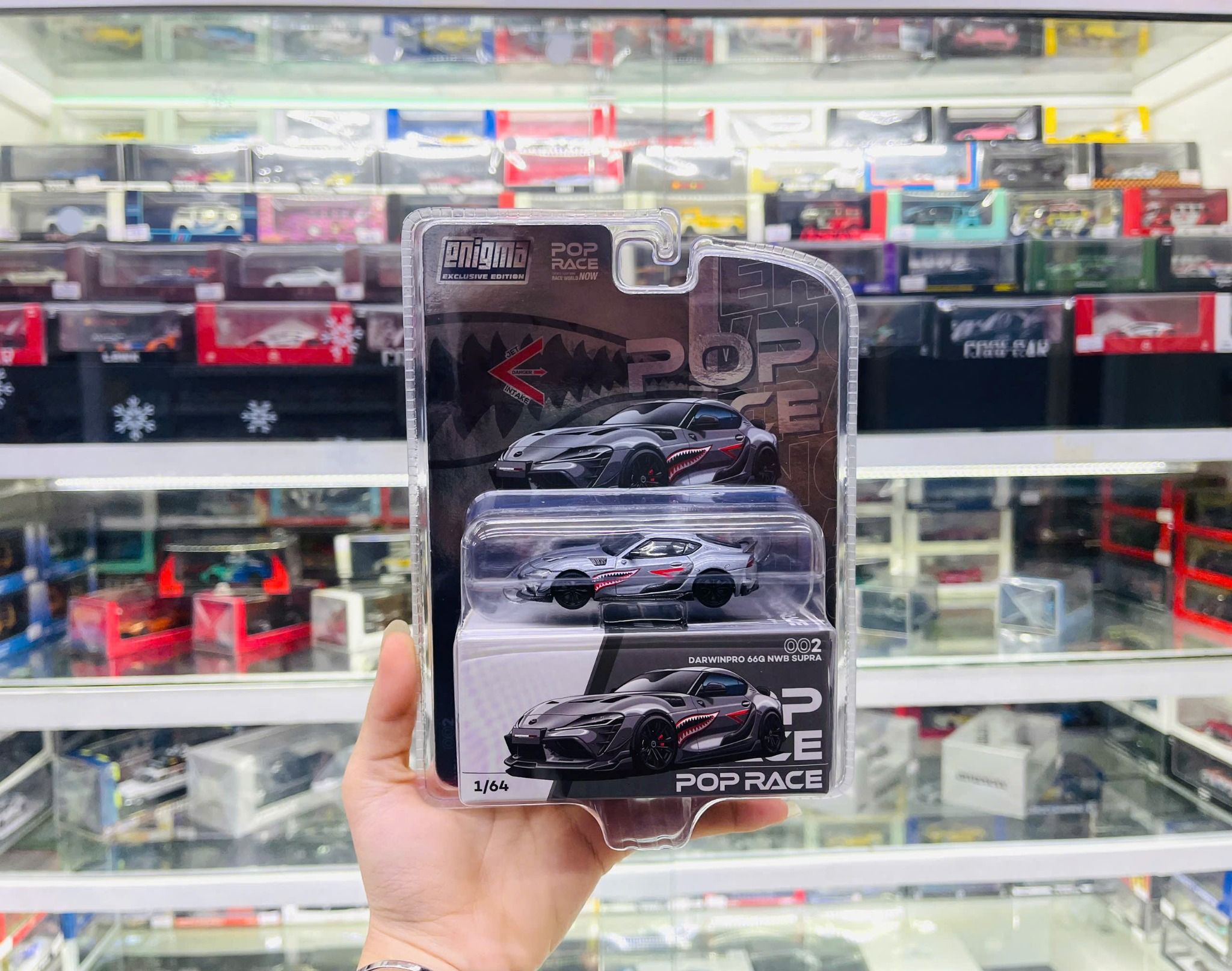 Mô hình xe Toyota Supra A90 Darwin Pro 66G NWB - Grey metallic bản card tỉ lệ 1:64 Poprace PRE64002