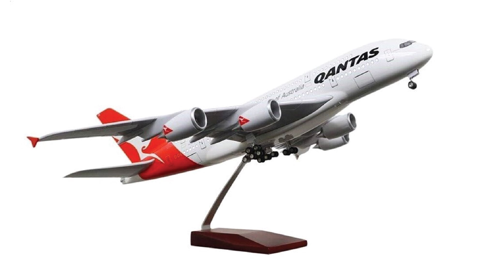 Mô hình máy bay Australia Qantas Airbus A380 47cm tỉ lệ 1:157 có đèn led tự động theo tiếng vỗ tay hoặc chạm MB47025