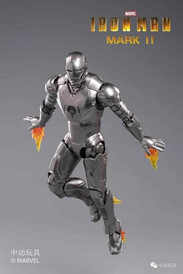 Mô hình nhân vật Marvel Iron man người sắt có đèn MK2 Mark II Avengers SHF tỉ lệ 1:10 18CM ZD Toys FG263